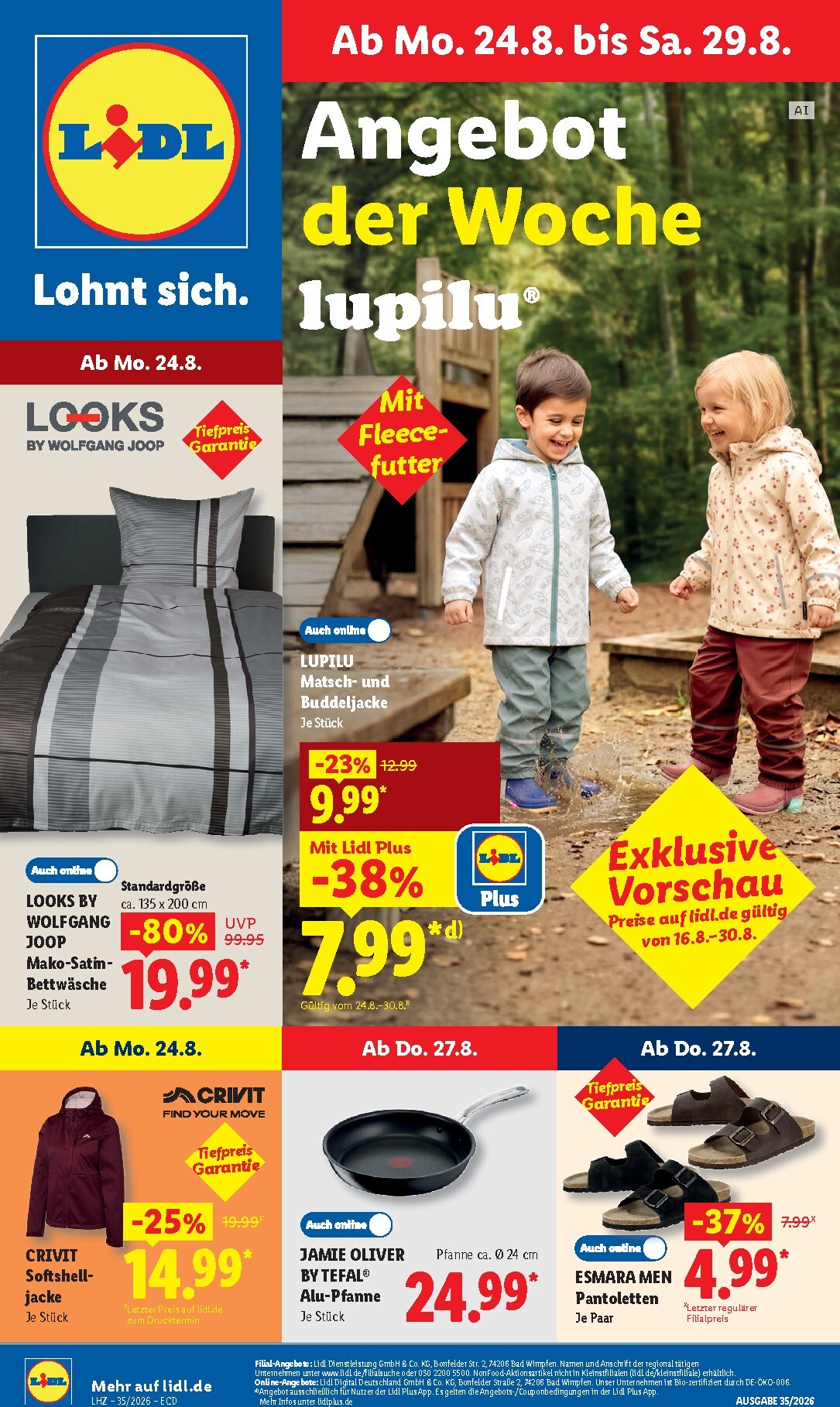 Lidl - Aktionsprospekt Prospekt nächste Woche – von Montag 24.08.2026 bis Samstag 29.08.2026