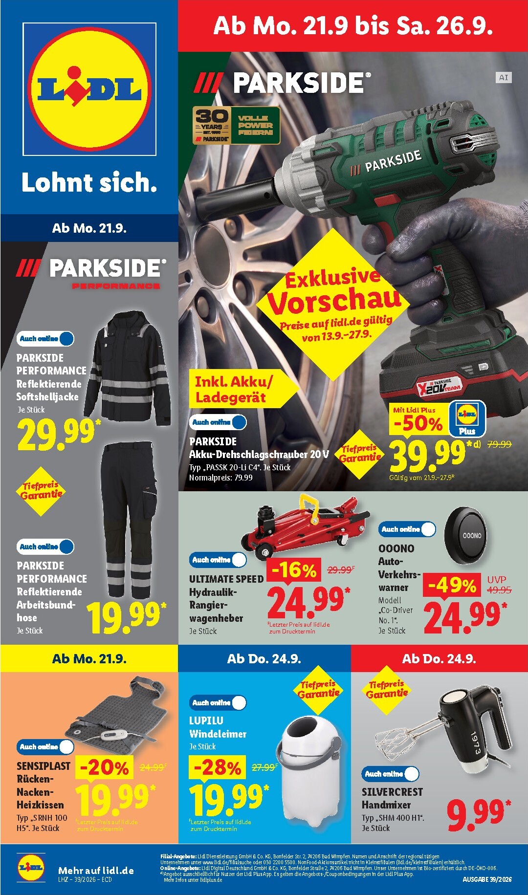 Lidl - Nonfood Prospekt nächste Woche – von Montag 21.09.2026 bis Samstag 26.09.2026