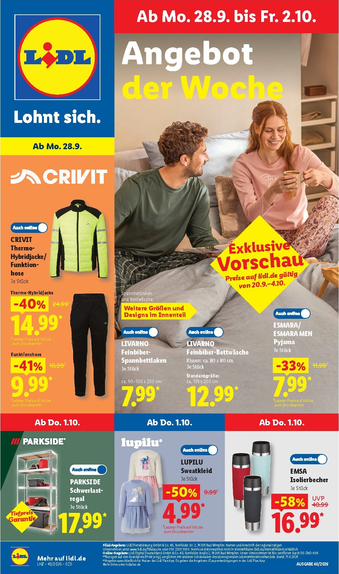 Lidl - Nonfood Prospekt nächste Woche – von Montag 28.09.2026 bis Freitag 02.10.2026