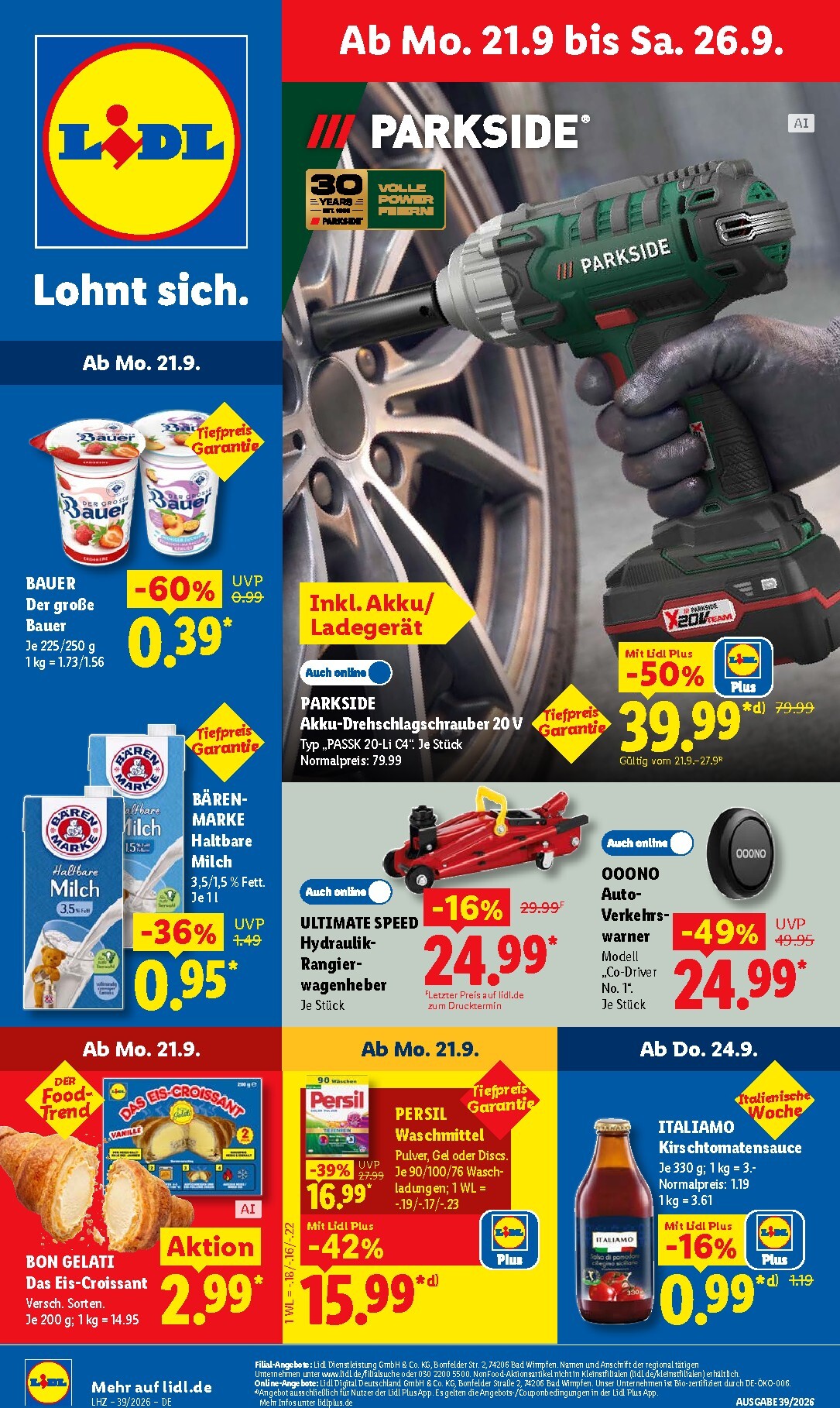 Lidl Prospekt nächste Woche – von Montag 21.09.2026 bis Samstag 26.09.2026