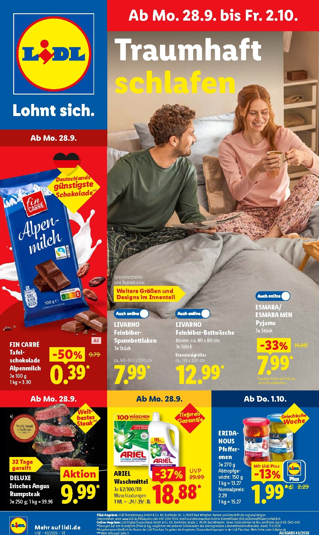 Lidl Prospekt nächste Woche – von Montag 28.09.2026 bis Freitag 02.10.2026