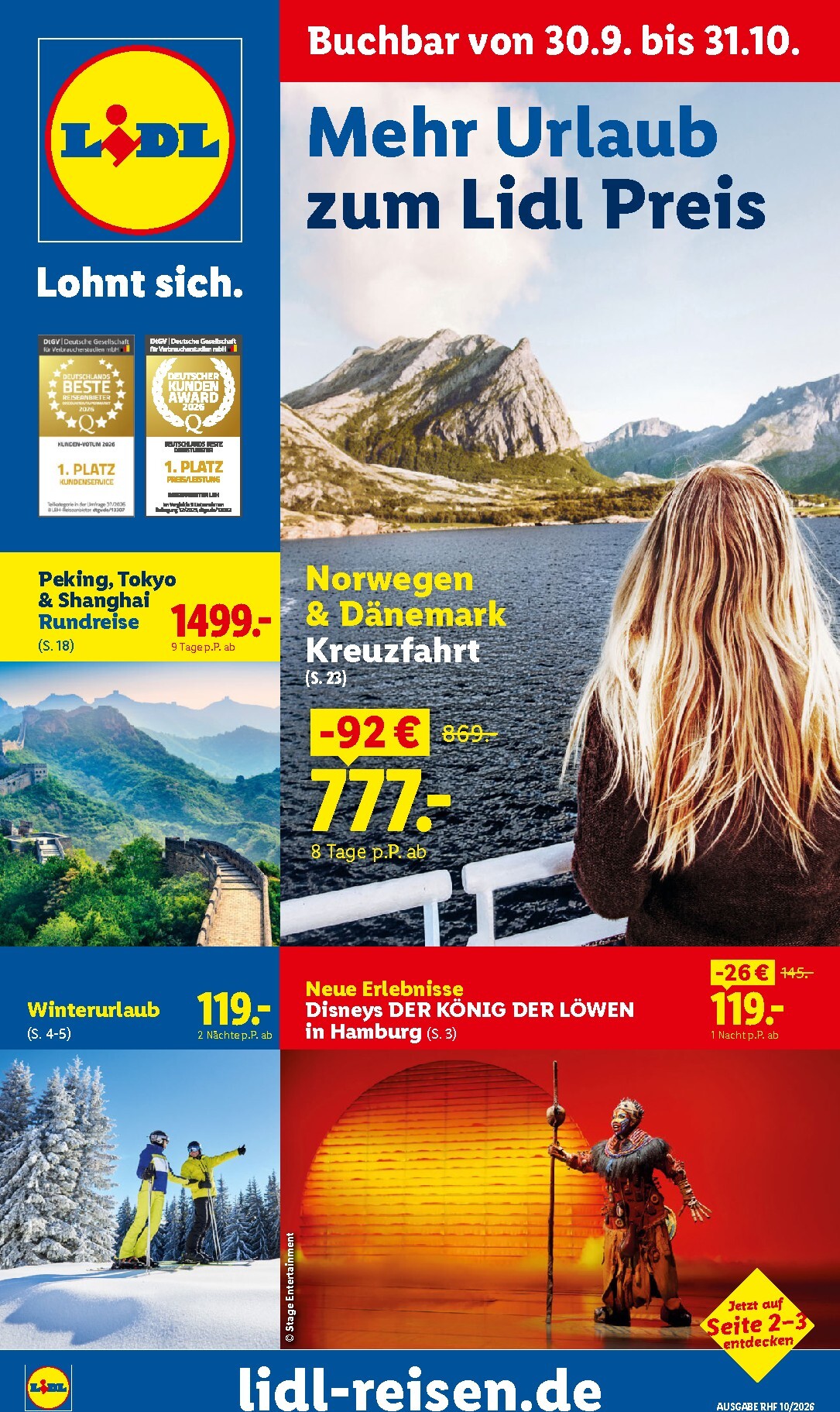 Lidl - Reise-Highlights Prospekt – von Mittwoch 30.09.2026 bis Samstag 31.10.2026