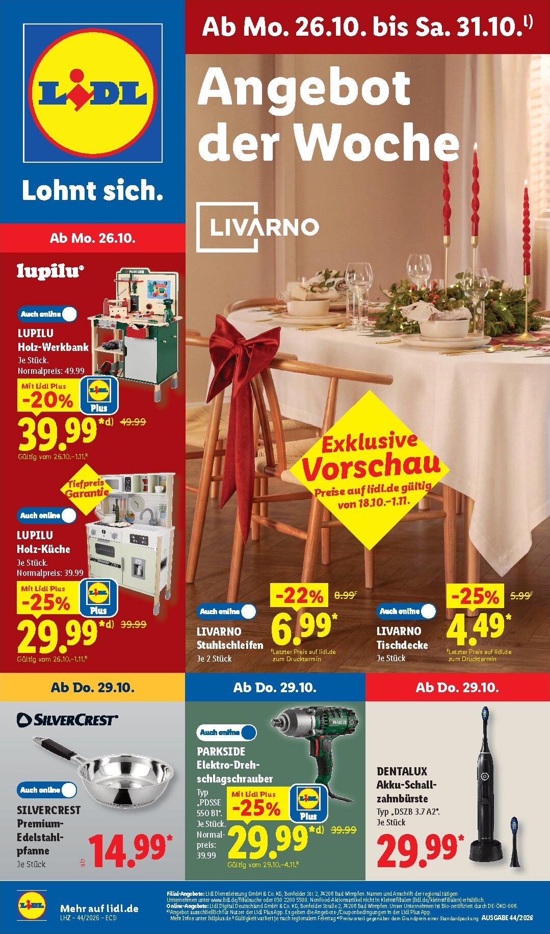 Lidl - Nonfood Prospekt nächste Woche – von Montag 26.10.2026 bis Samstag 31.10.2026