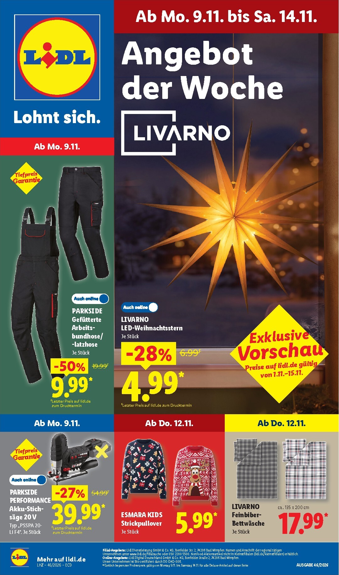 Lidl - Nonfood Prospekt nächste Woche – von Montag 09.11.2026 bis Samstag 14.11.2026