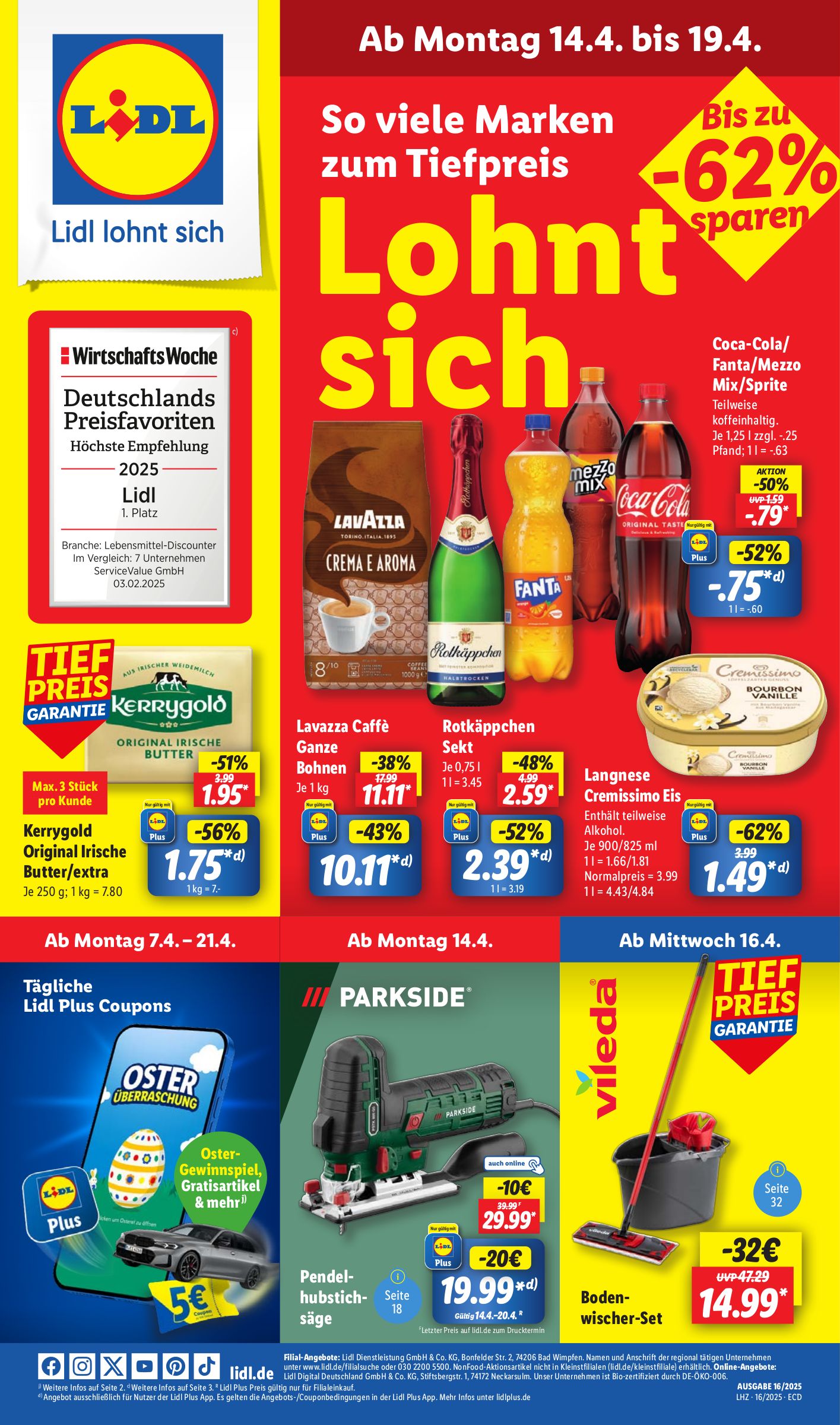 Entdecken Sie die besten Angebote von LIDL, Kaufland und Aldi: Lavazza Kaffee, Knorr Gulasch und Ferrero Nutella - Heute, am 8. April 2025, neueste Aktionen und Rabatte