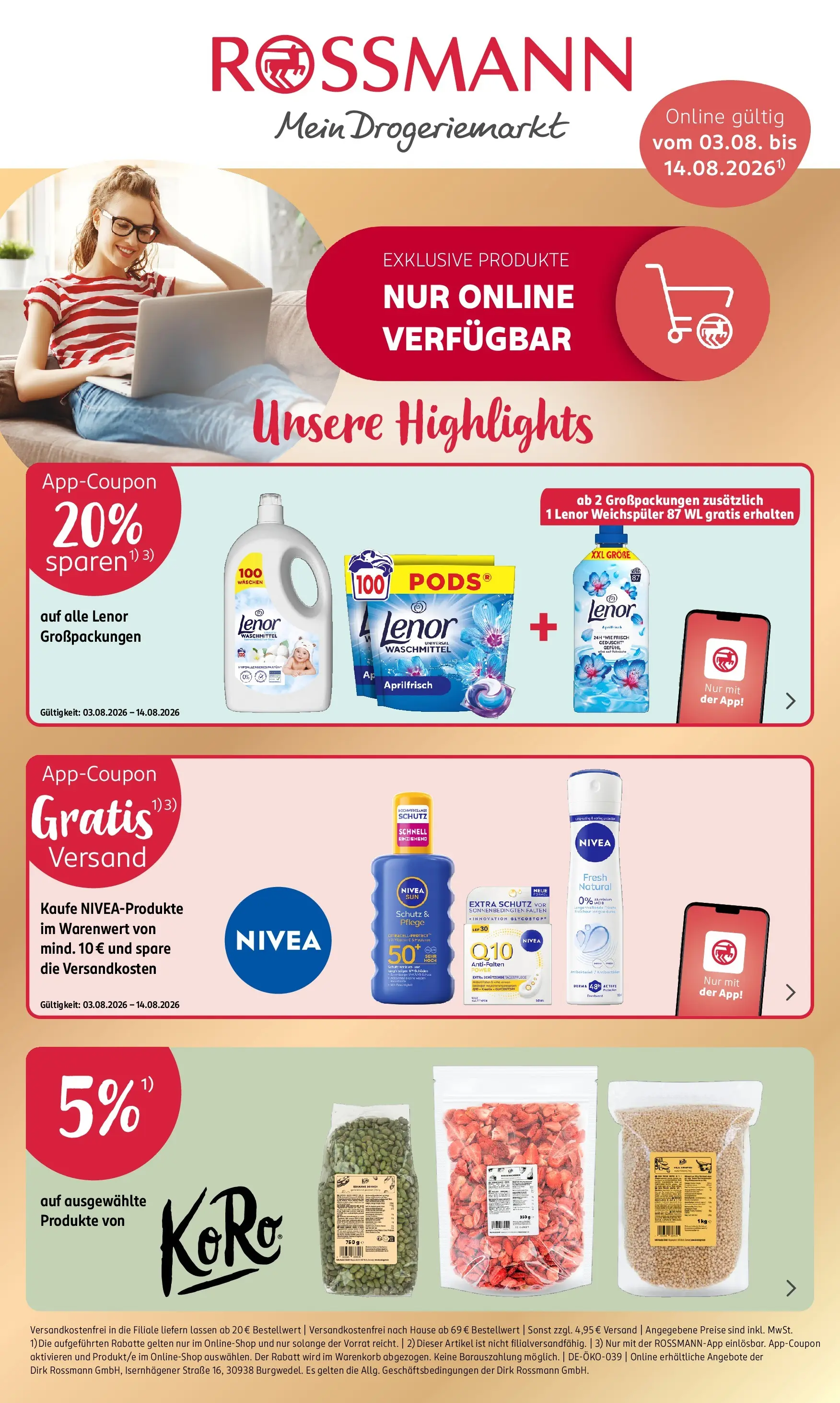 ROSSMANN - Highlights Prospekt – von Montag 03.08.2026 bis Freitag 14.08.2026