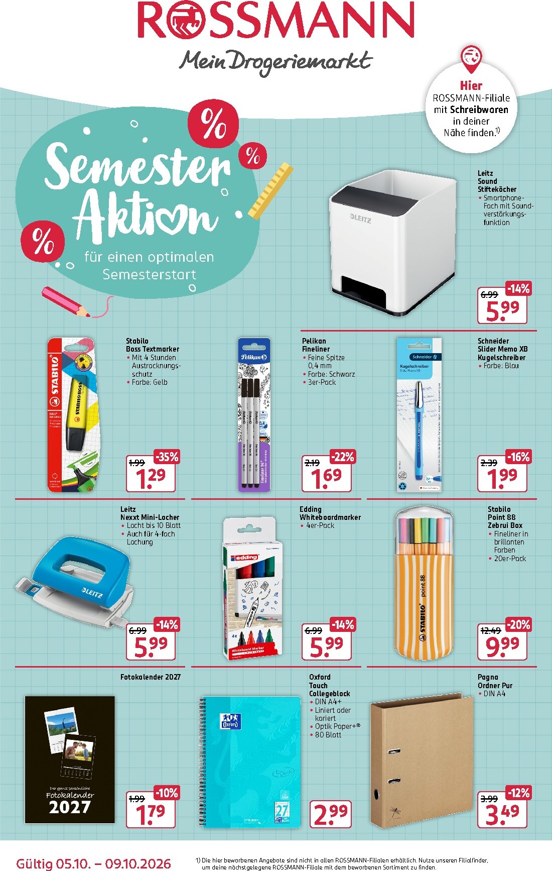 ROSSMANN - Semester Angebote Prospekt nächste Woche – von Montag 05.10.2026 bis Freitag 09.10.2026