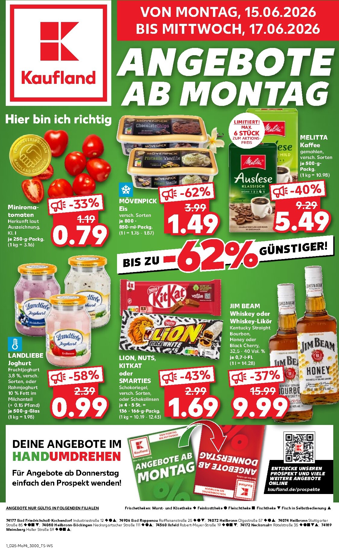 Kaufland - Angebote ab Montag Prospekt nächste Woche – von Montag 15.06.2026 bis Mittwoch 17.06.2026