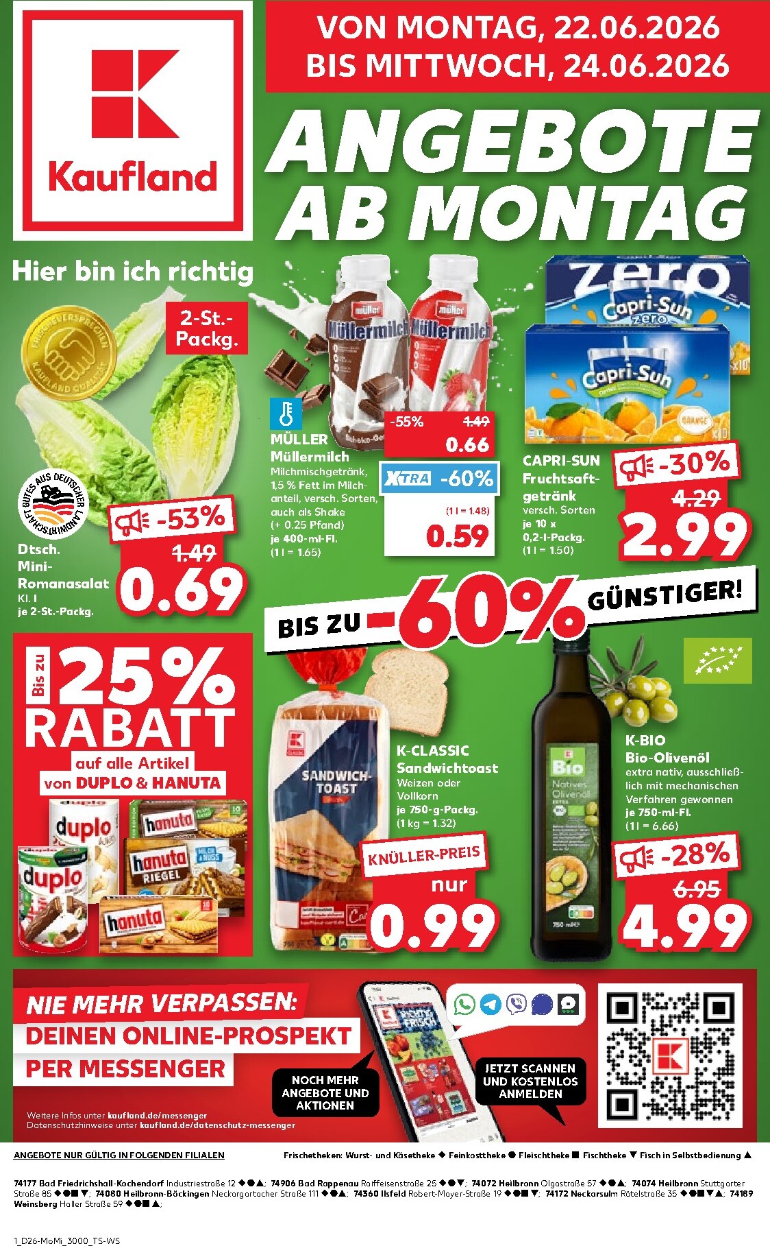 Kaufland - Angebote ab Montag Prospekt nächste Woche – von Montag 22.06.2026 bis Mittwoch 24.06.2026