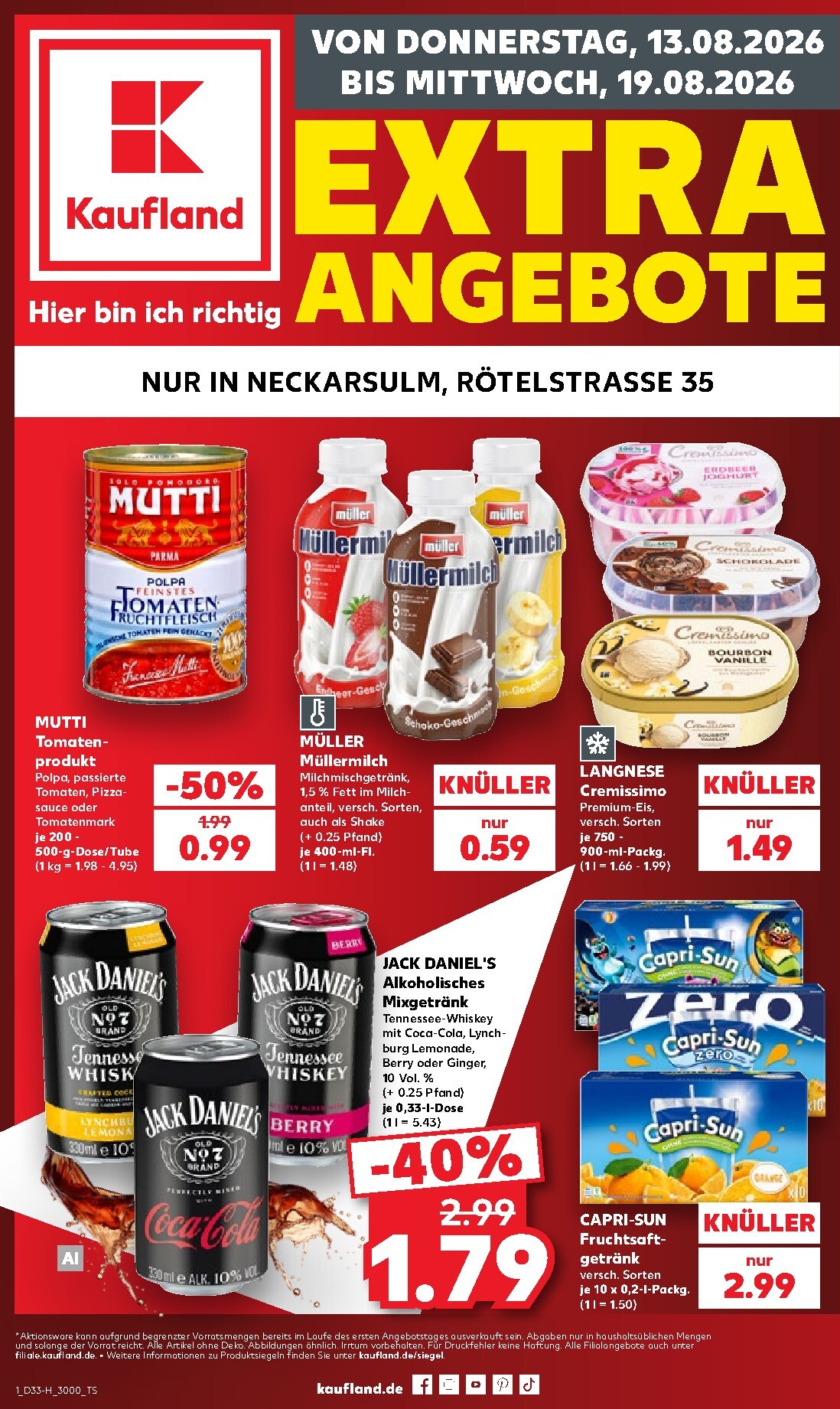 Kaufland - Neckarsulm Prospekt nächste Woche – von Donnerstag 13.08.2026 bis Mittwoch 19.08.2026