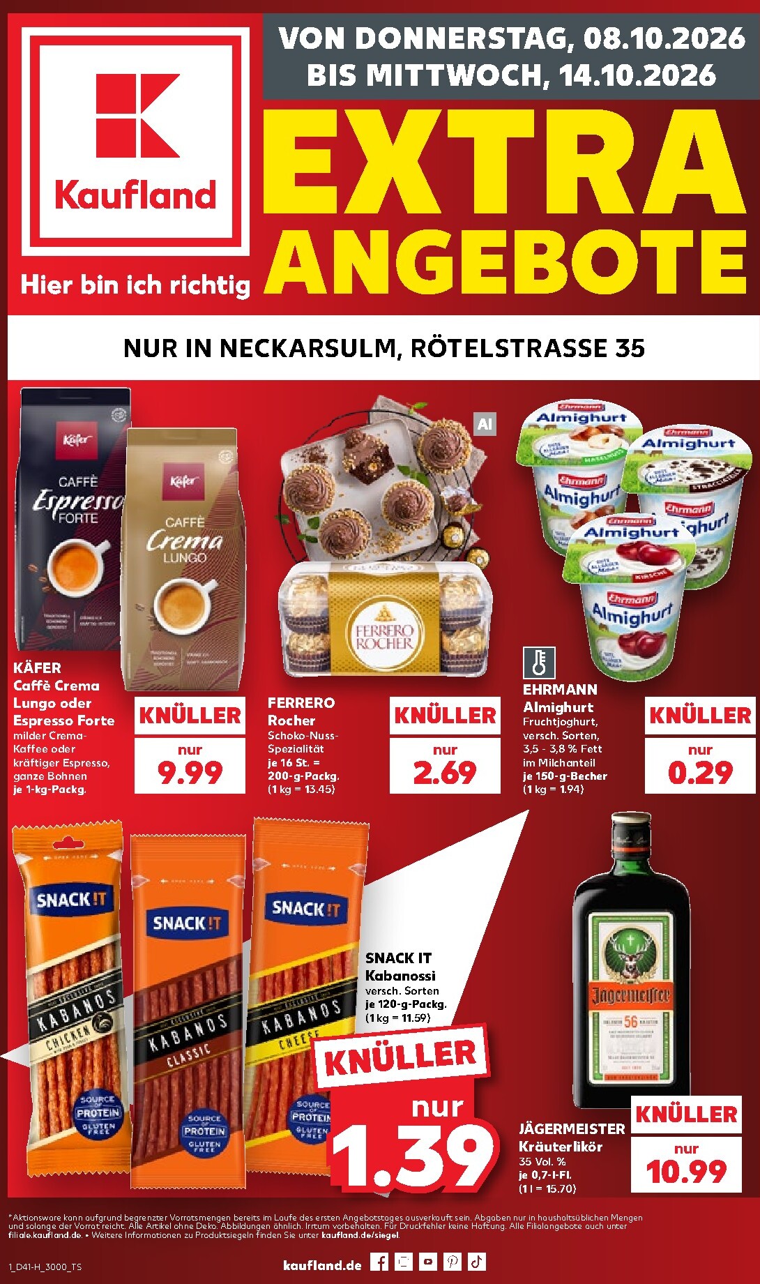Kaufland - Neckarsulm Prospekt nächste Woche – von Donnerstag 08.10.2026 bis Mittwoch 14.10.2026