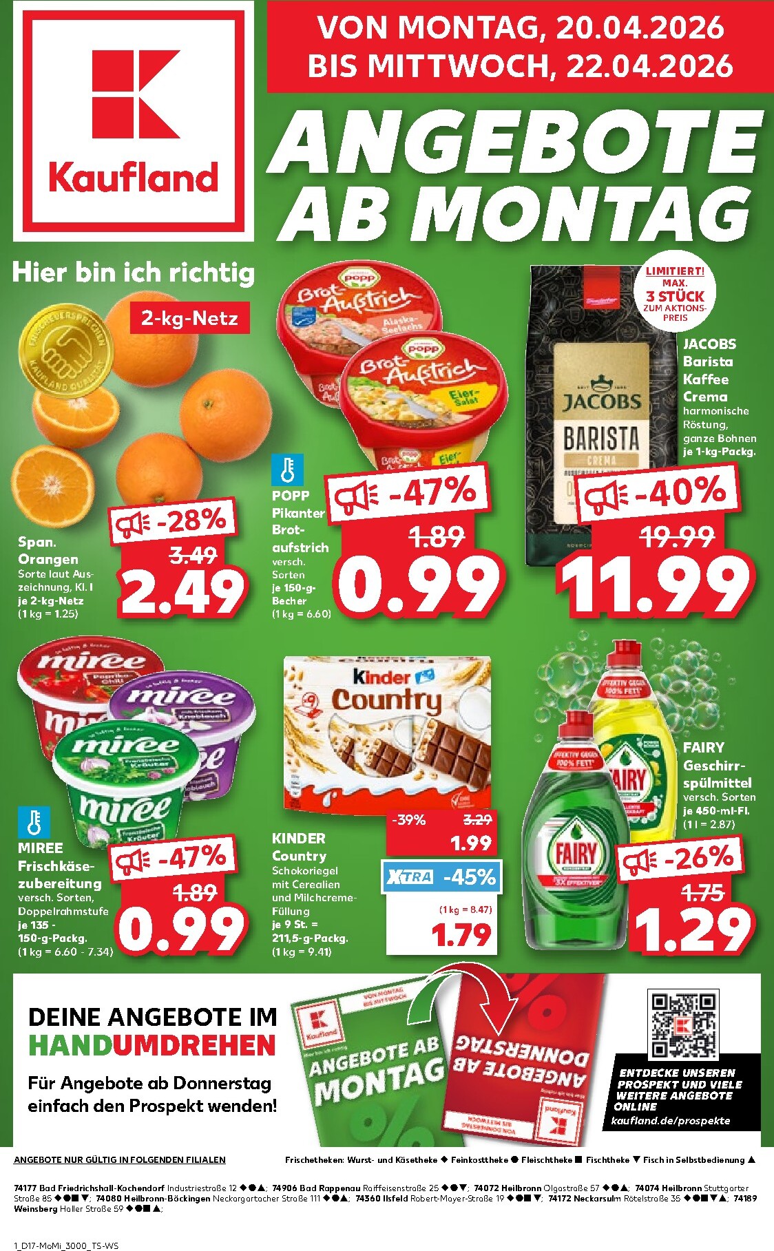 Kaufland - Angebote ab Montag Prospekt nächste Woche – von Montag 20.04.2026 bis Mittwoch 22.04.2026