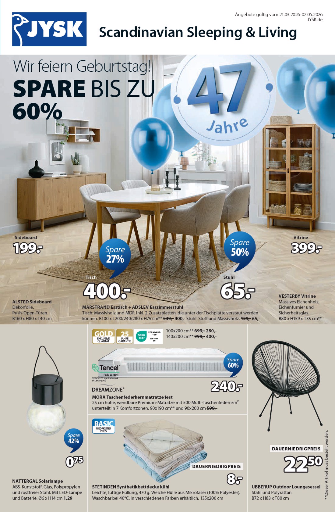 JYSK - Großartige Angebote 2 Prospekt – von Samstag 21.03.2026 bis Samstag 02.05.2026