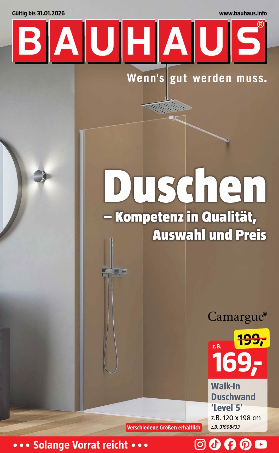 BAUHAUS - Duschen Spezial-Prospekt gültig vom 10.01. bis 31.01.