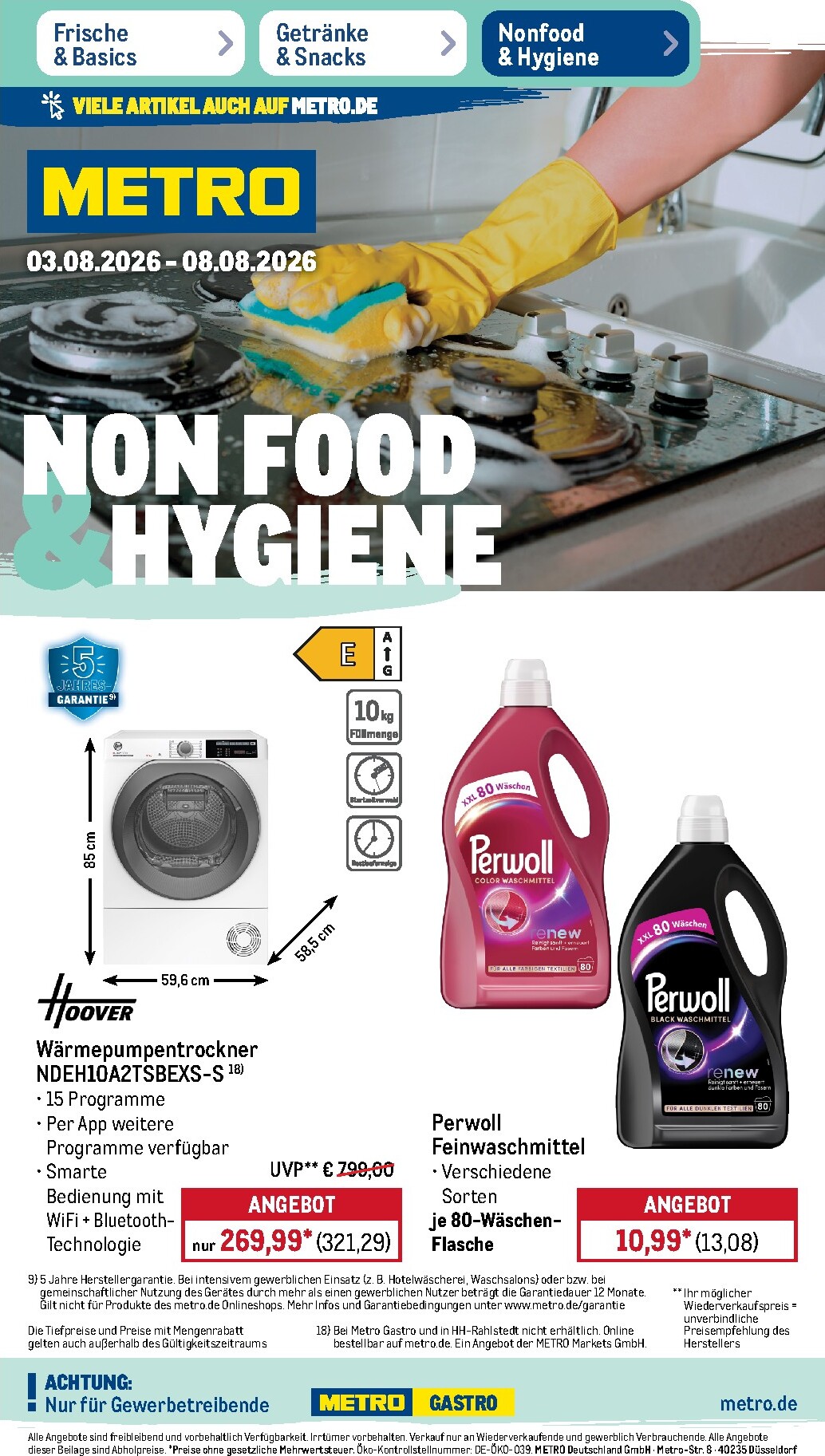 Metro - Non Food & Hygiene Prospekt nächste Woche – von Montag 03.08.2026 bis Samstag 08.08.2026