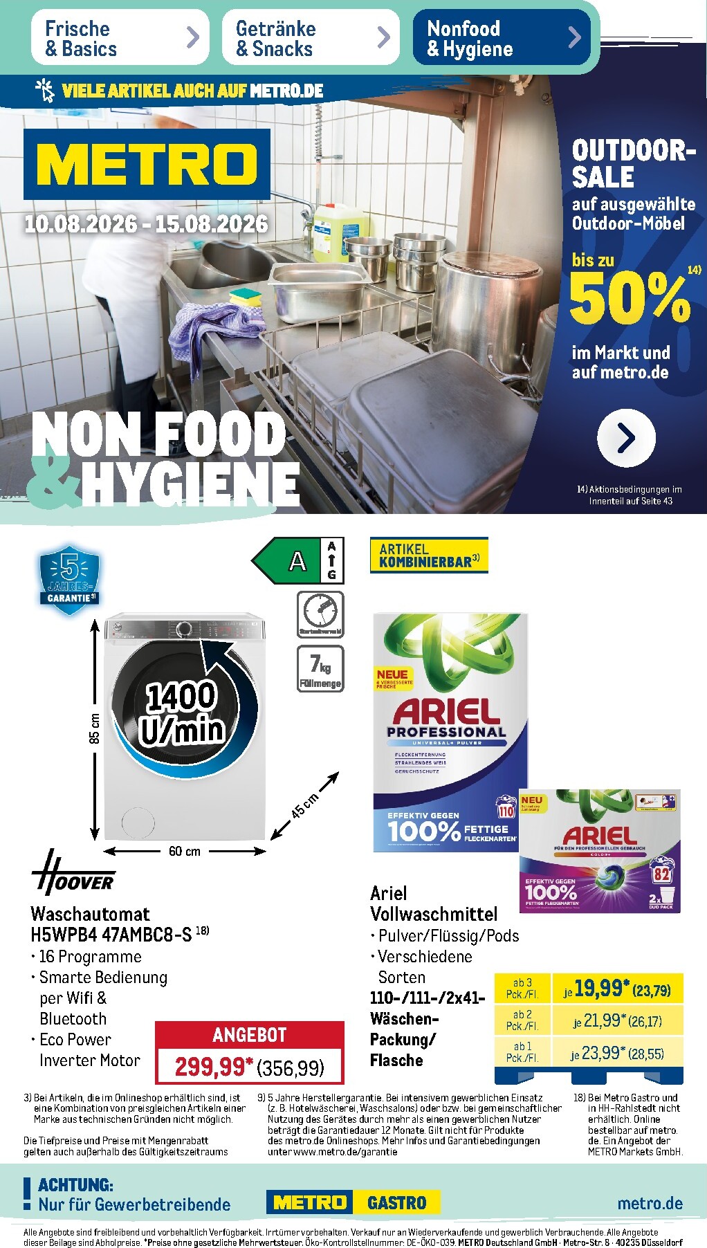 Metro - NonFood Prospekt – von Montag 10.08.2026 bis Samstag 15.08.2026