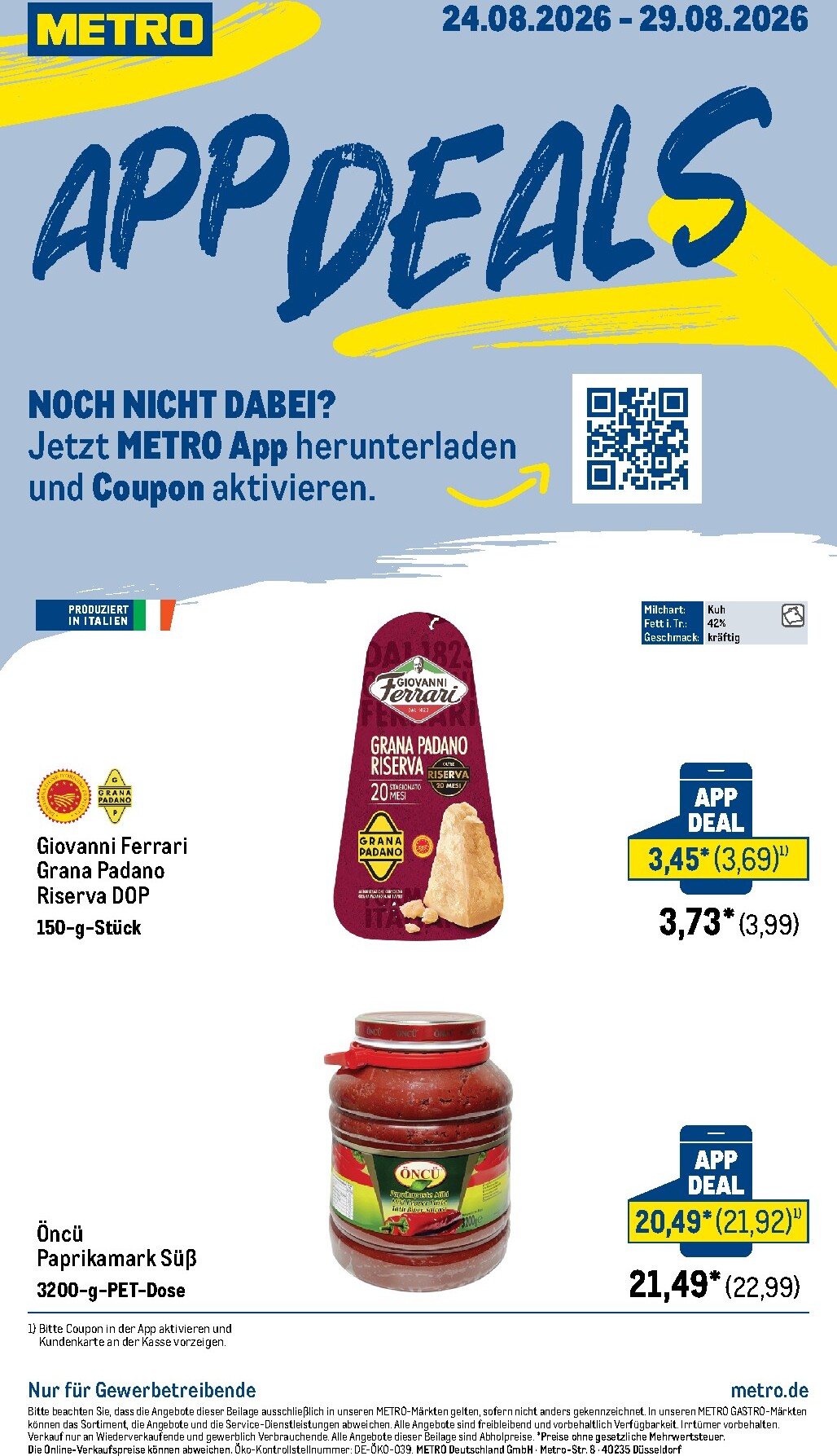 Metro - App Prospekt nächste Woche – von Montag 24.08.2026 bis Samstag 29.08.2026