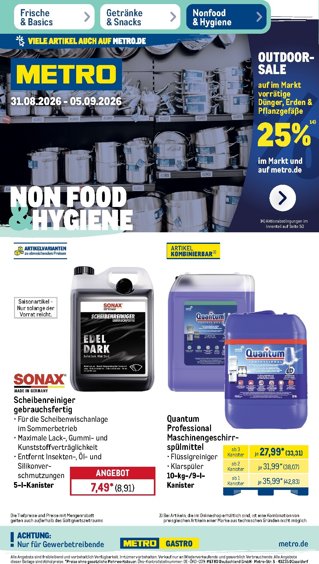 Metro - NonFood Prospekt nächste Woche – von Montag 31.08.2026 bis Samstag 05.09.2026
