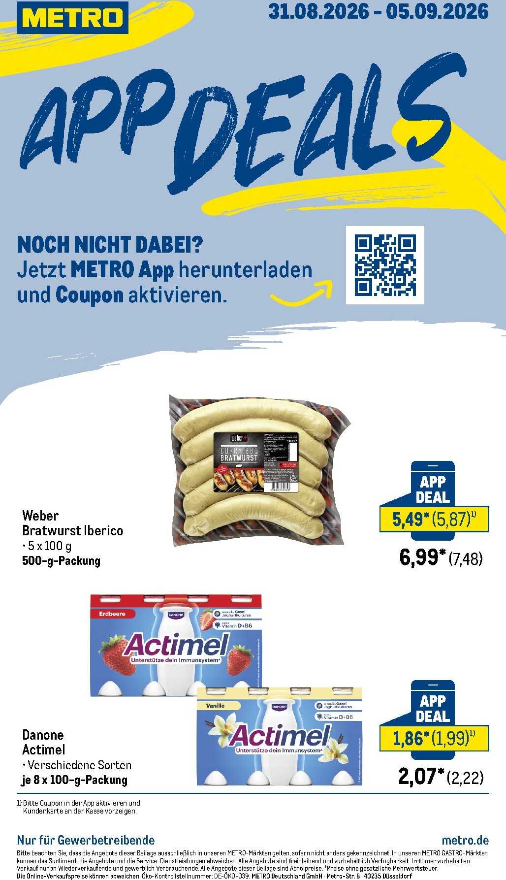 Metro - App Deals Prospekt nächste Woche – von Montag 31.08.2026 bis Samstag 05.09.2026