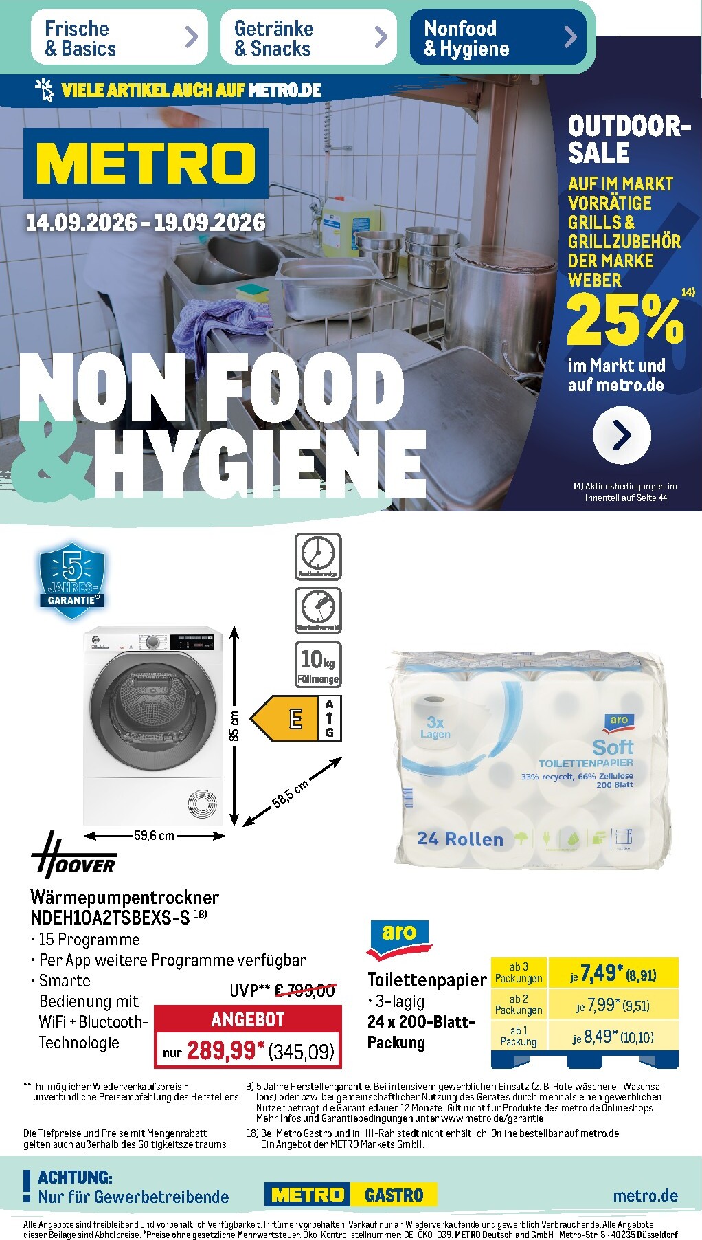 Metro - NonFood Prospekt – von Montag 14.09.2026 bis Samstag 19.09.2026