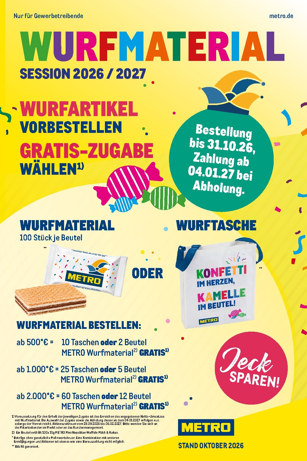 Metro - Wurfmaterial Karneval Prospekt nächste Woche – von Donnerstag 01.10.2026 bis Sonntag 28.02.2027