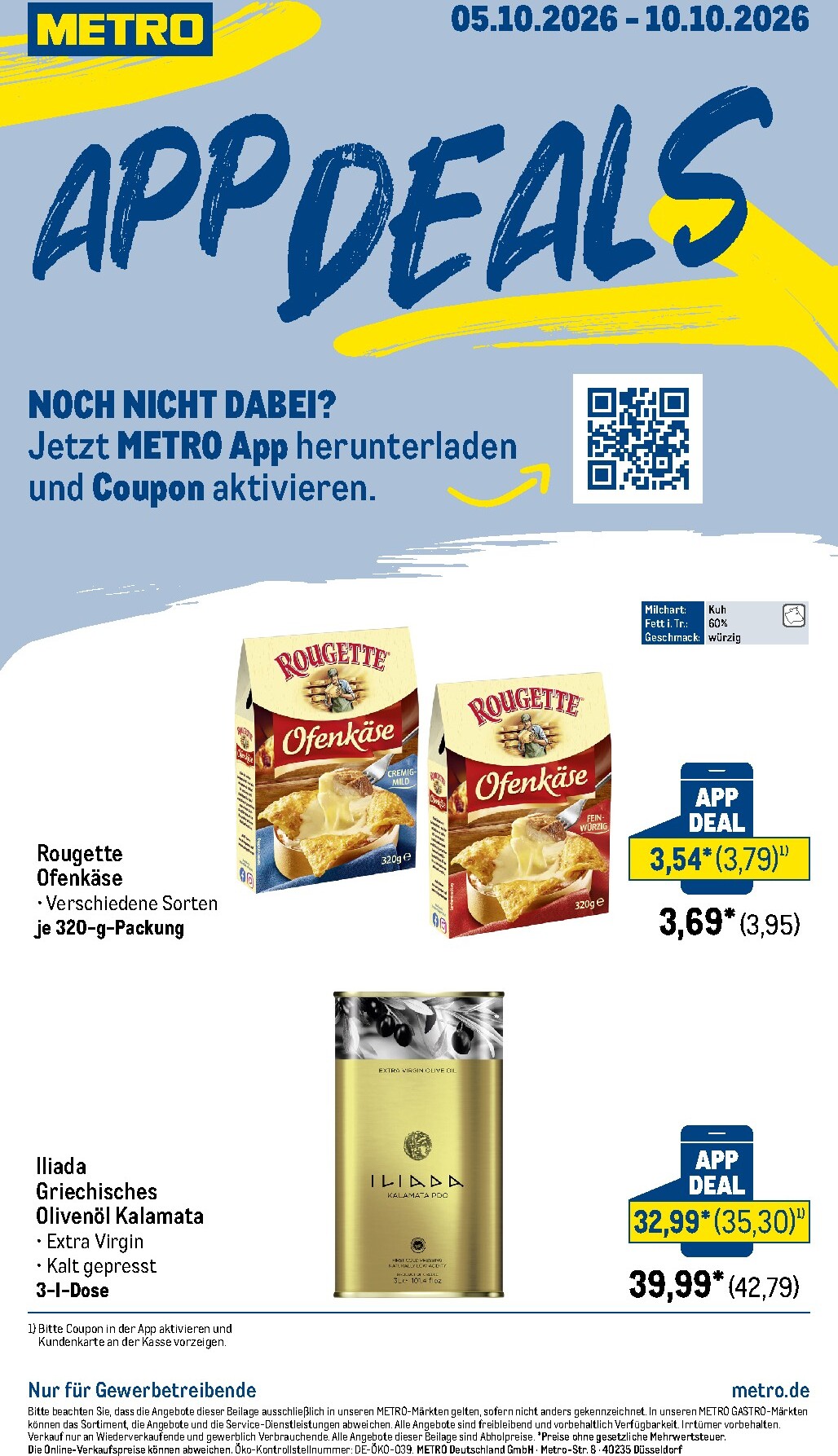 Metro - App Deals Prospekt nächste Woche – von Montag 05.10.2026 bis Samstag 10.10.2026