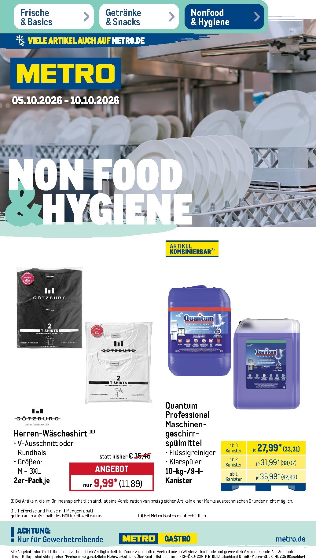 Metro - NonFood Prospekt – von Montag 05.10.2026 bis Samstag 10.10.2026