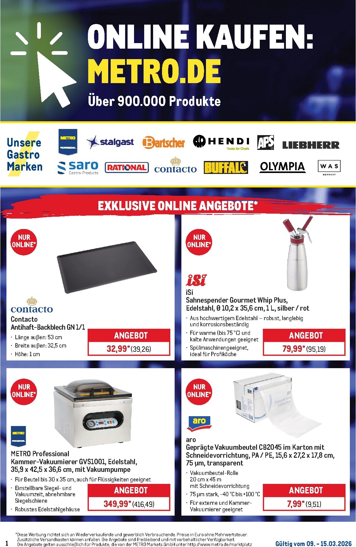 Metro - Online: Wochen-Angebote-Prospekt gültig vom 09.03.2026 bis 15.03.2026