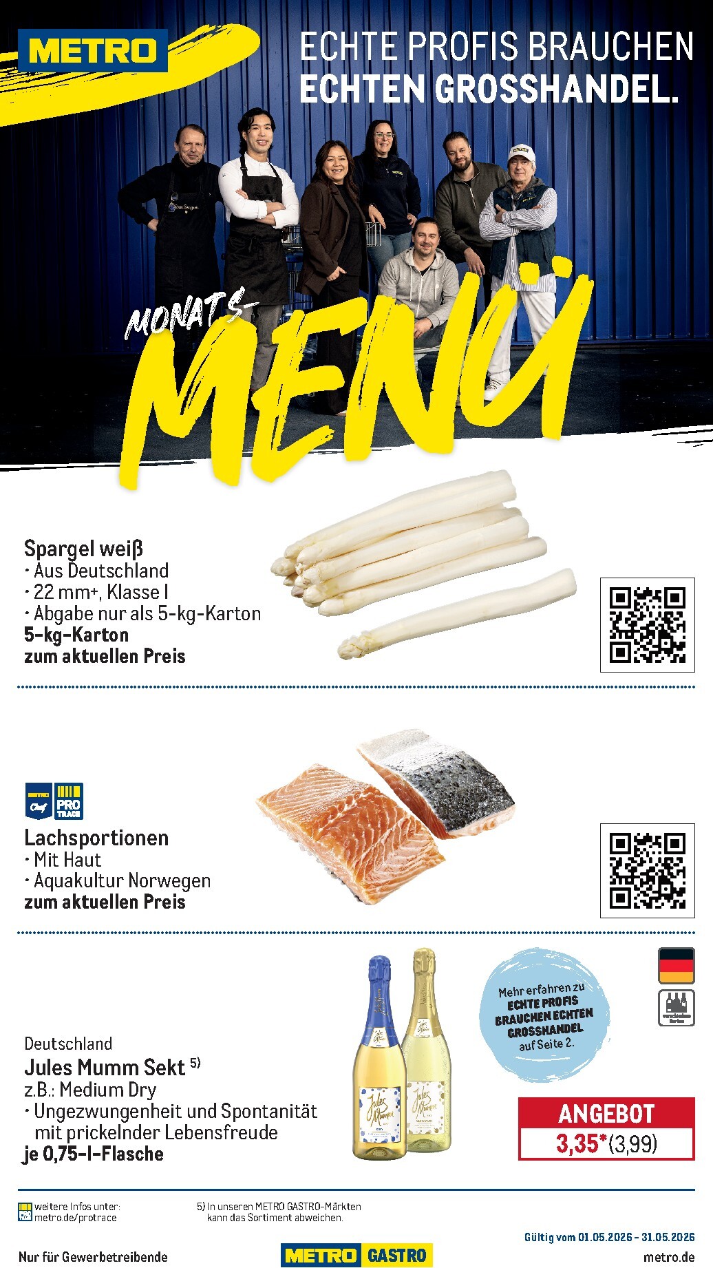 Metro - Monats-Menü Prospekt nächste Woche – von Freitag 01.05.2026 bis Sonntag 31.05.2026