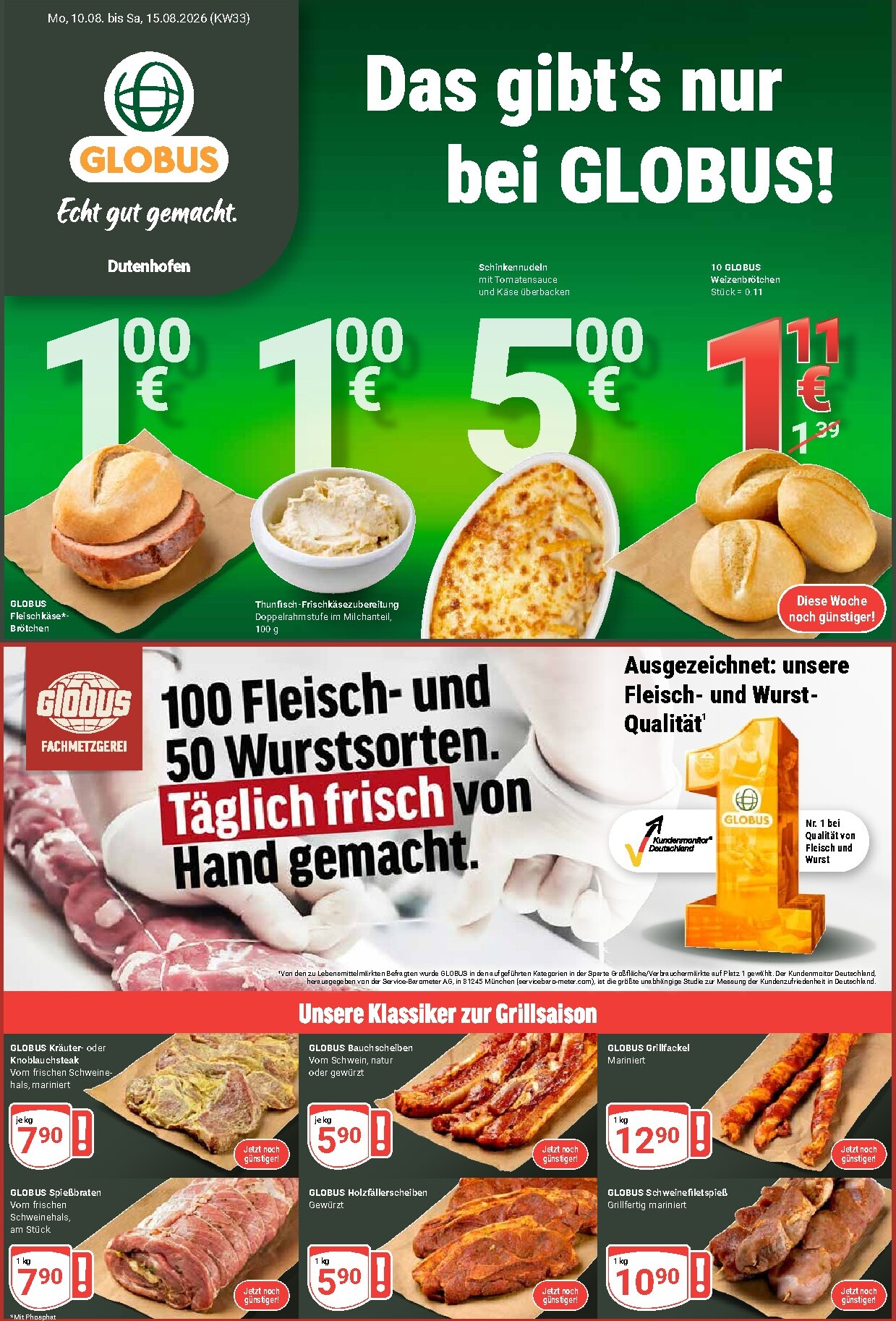 Globus - Dutenhofen Prospekt nächste Woche – von Montag 10.08.2026 bis Samstag 15.08.2026