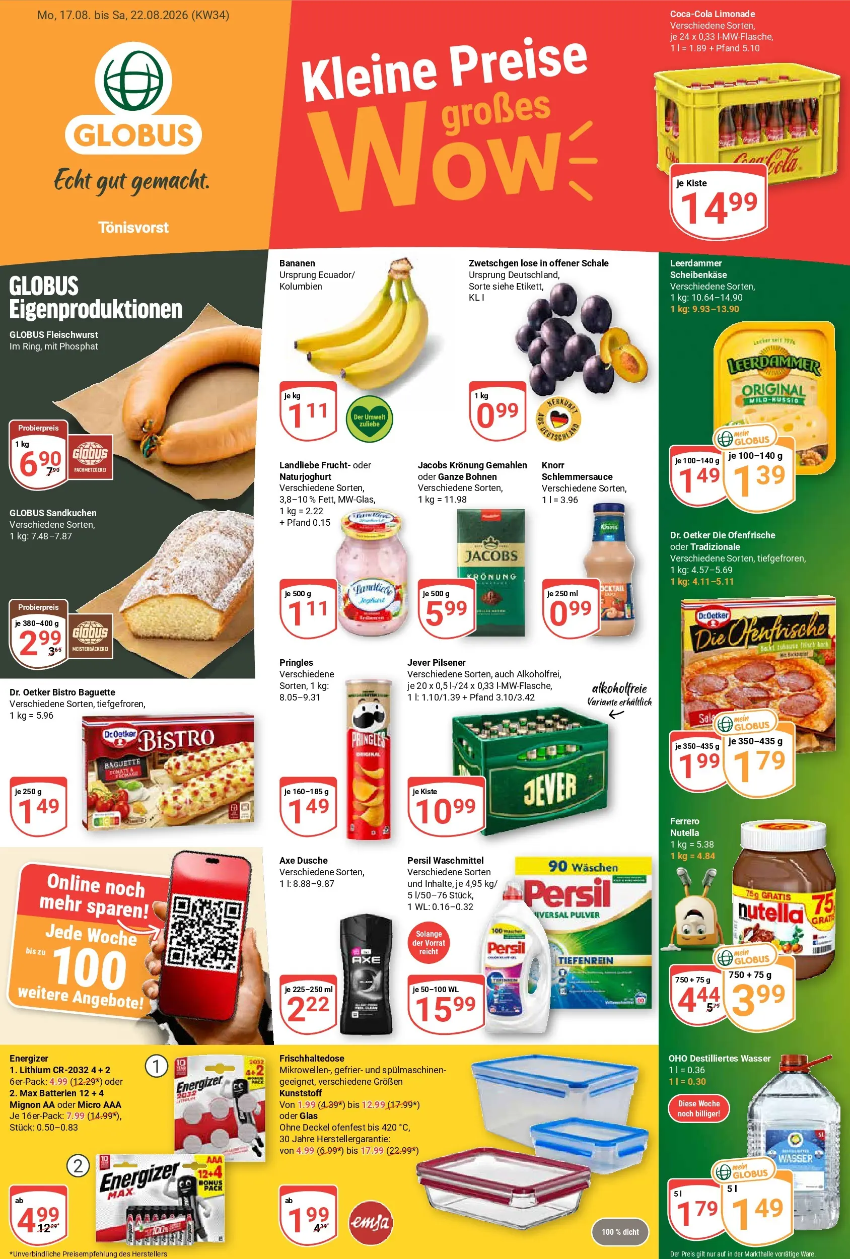 Globus - Tönisvorst Prospekt nächste Woche – von Montag 17.08.2026 bis Samstag 22.08.2026