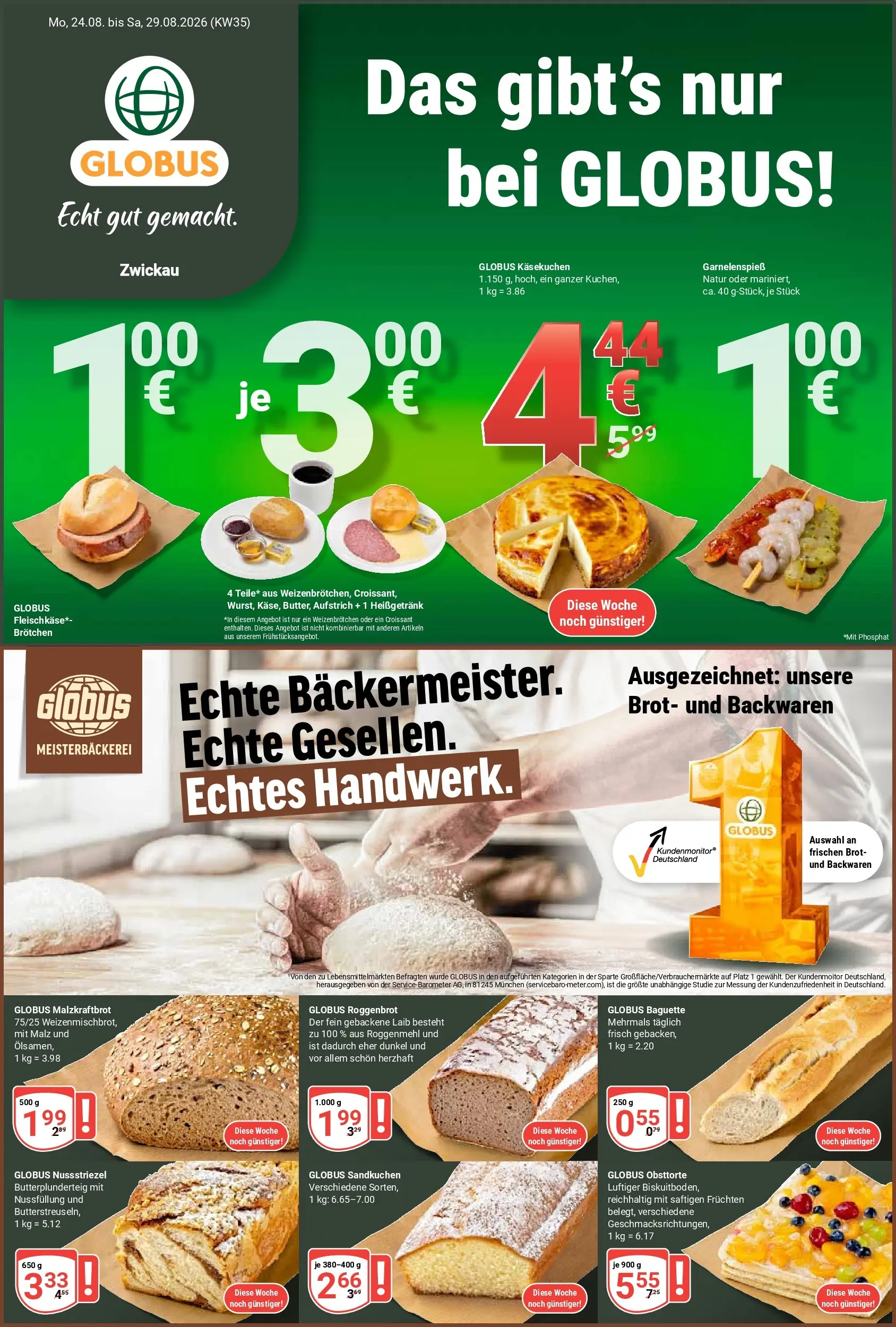 Globus - Zwickau Prospekt nächste Woche – von Montag 24.08.2026 bis Samstag 29.08.2026