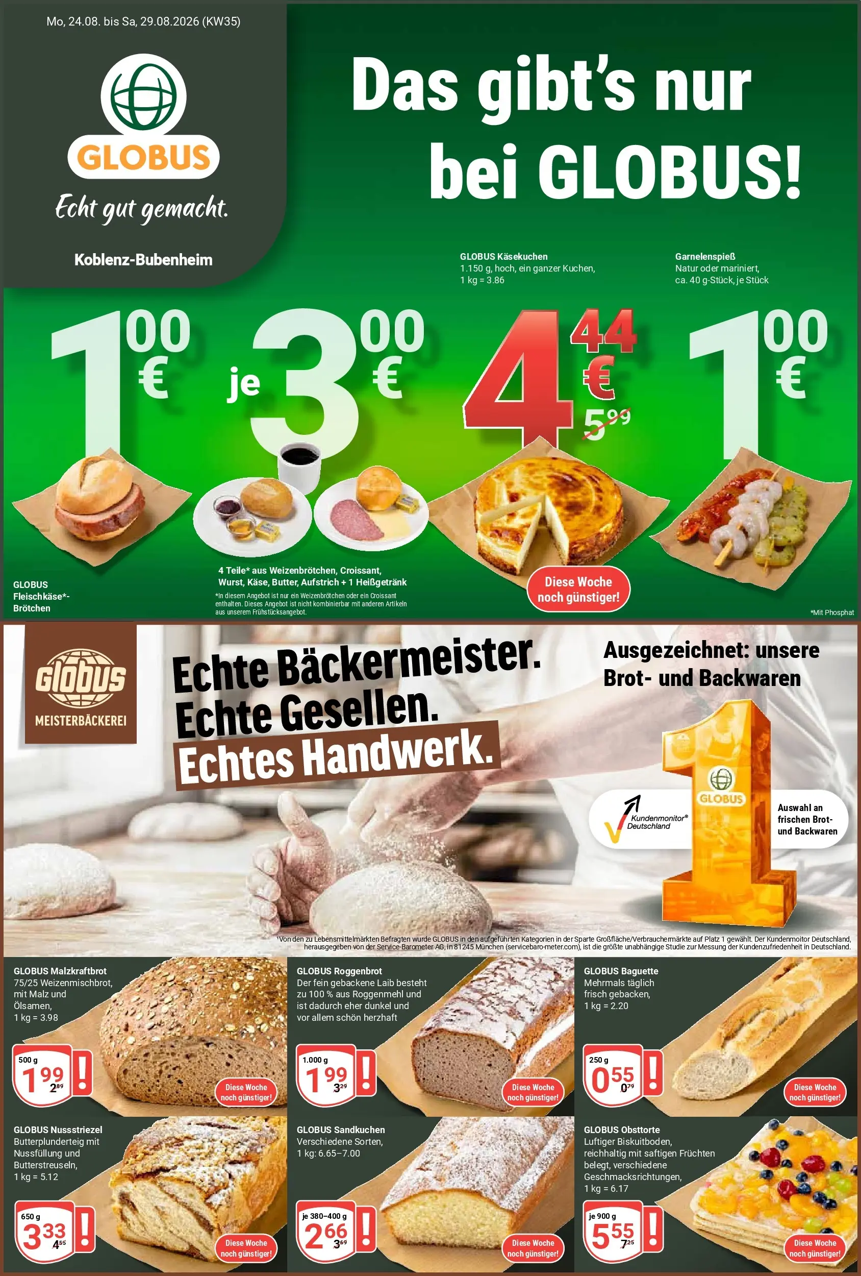 Globus - Koblenz-Bubenheim Prospekt nächste Woche – von Montag 24.08.2026 bis Samstag 29.08.2026