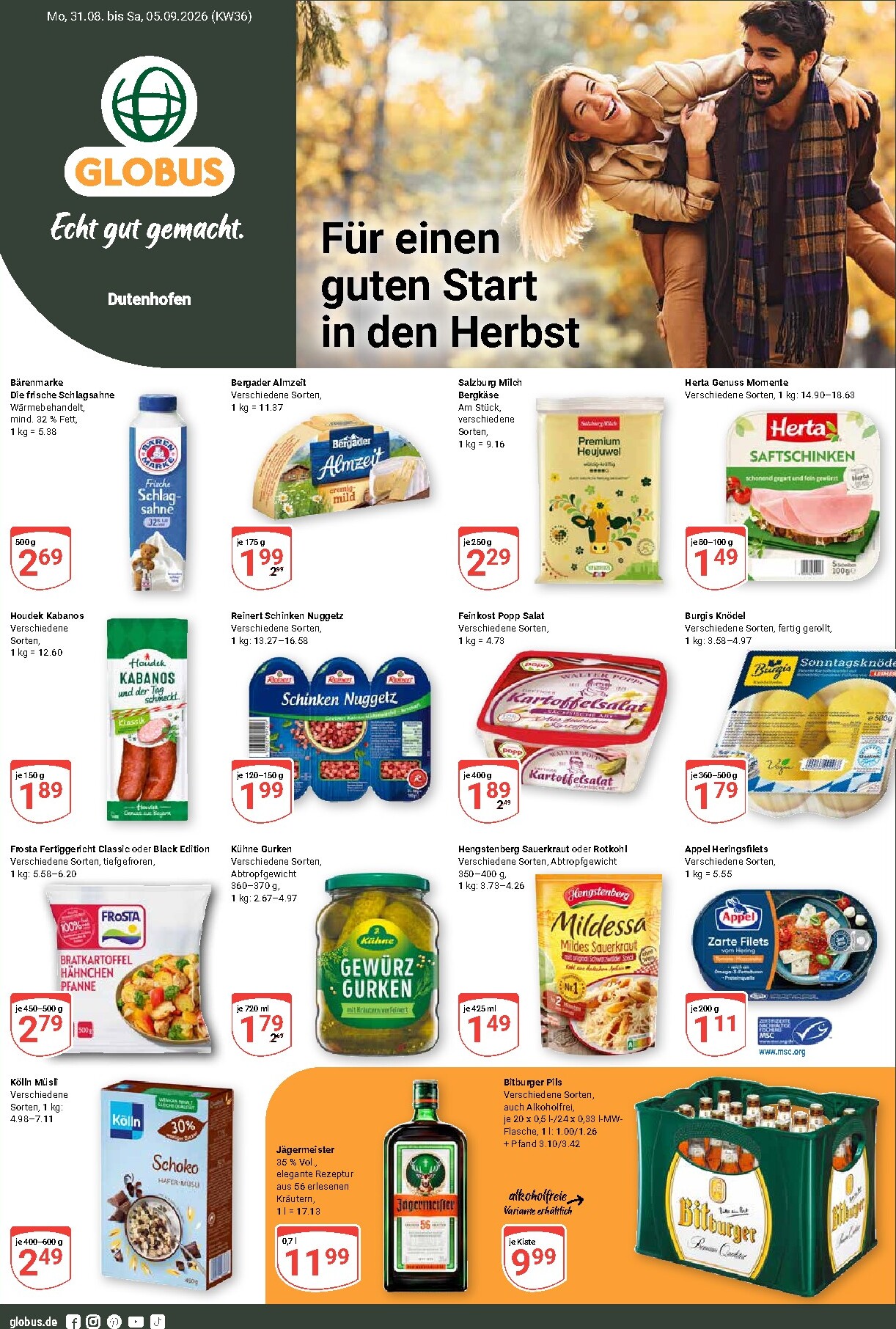 Globus - Dutenhofen Prospekt nächste Woche – von Montag 31.08.2026 bis Samstag 05.09.2026