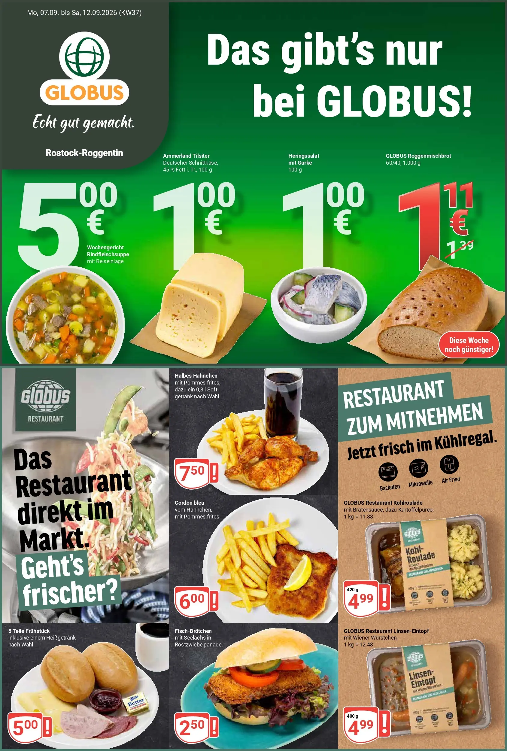 Globus - Rostock-Roggentin Prospekt nächste Woche – von Montag 07.09.2026 bis Samstag 12.09.2026
