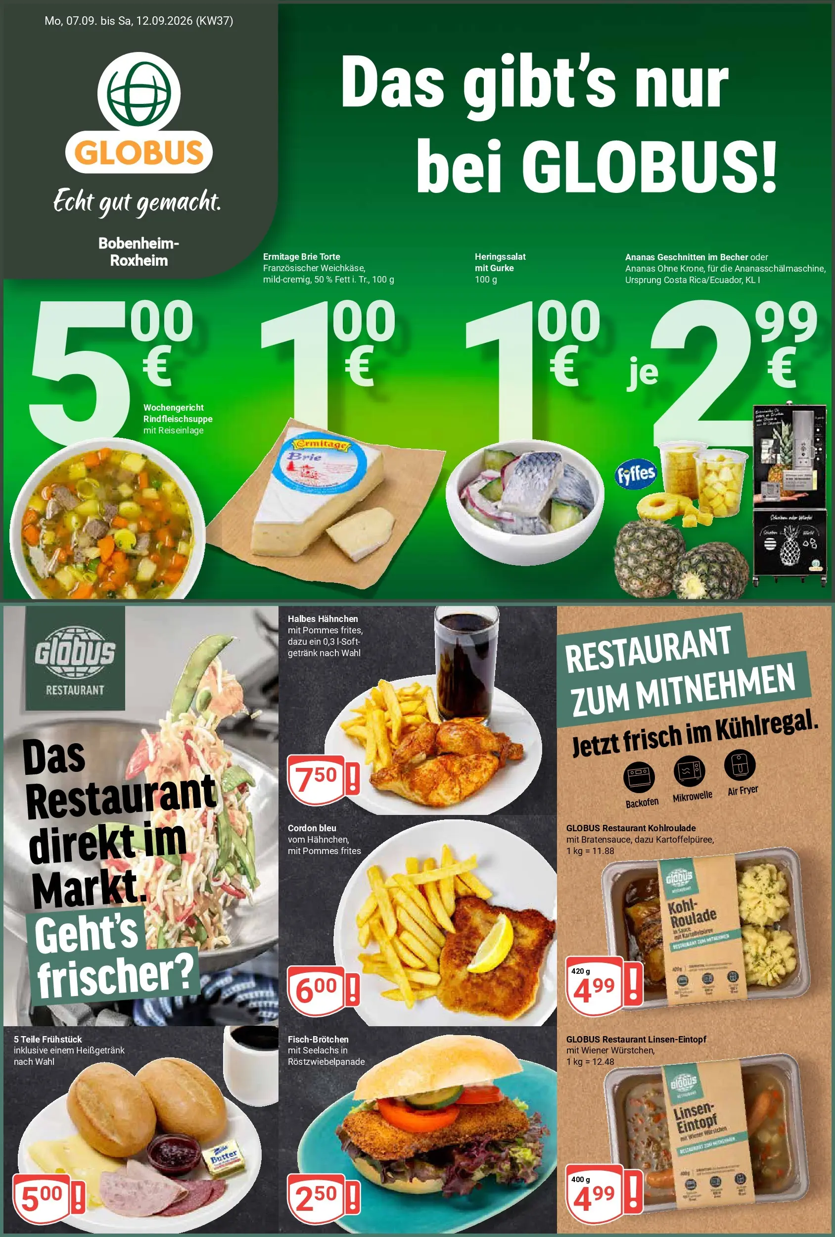 Globus - Bobenheim-Roxheim Prospekt nächste Woche – von Montag 07.09.2026 bis Samstag 12.09.2026