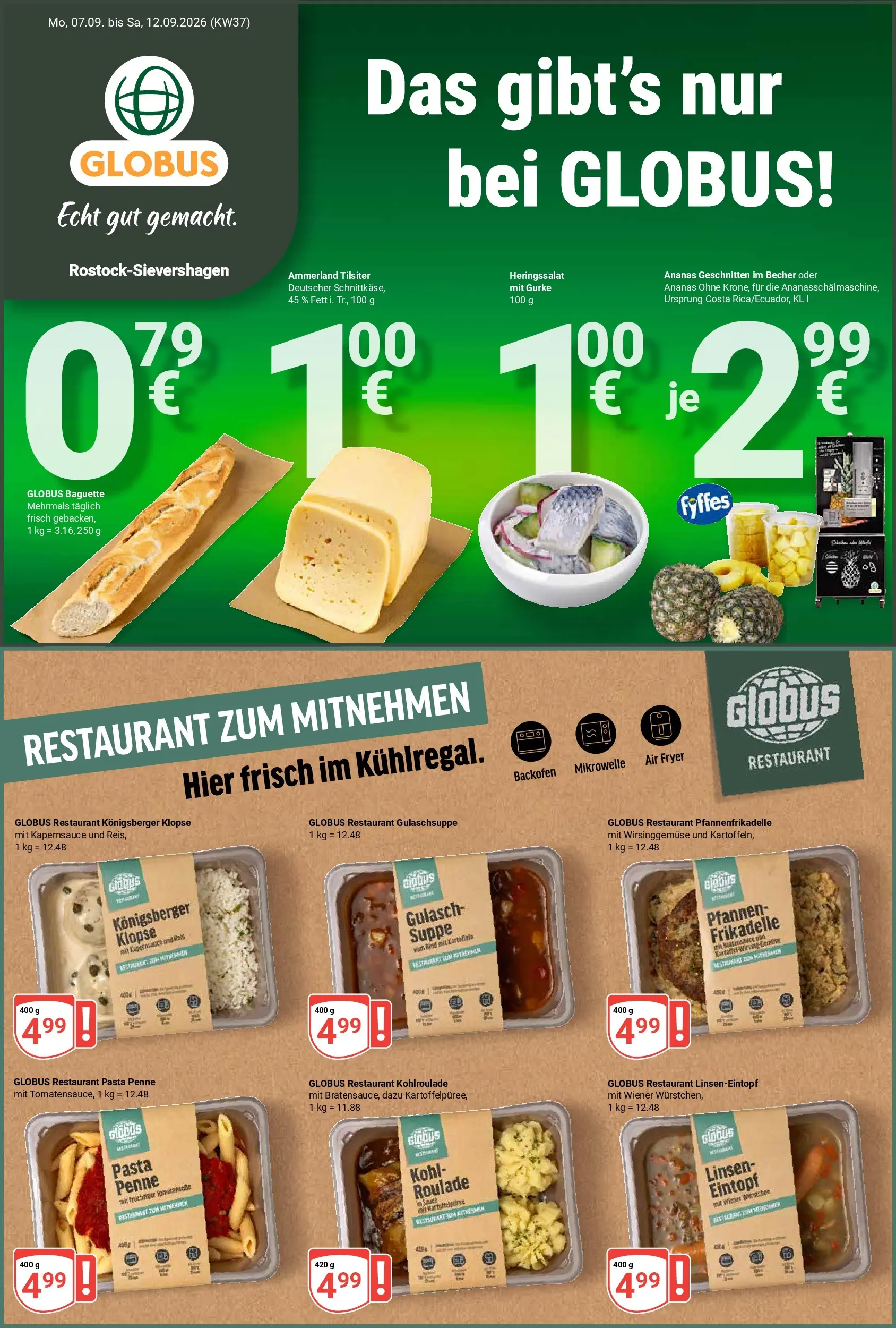 Globus - Rostock-Sievershagen Prospekt nächste Woche – von Montag 07.09.2026 bis Samstag 12.09.2026