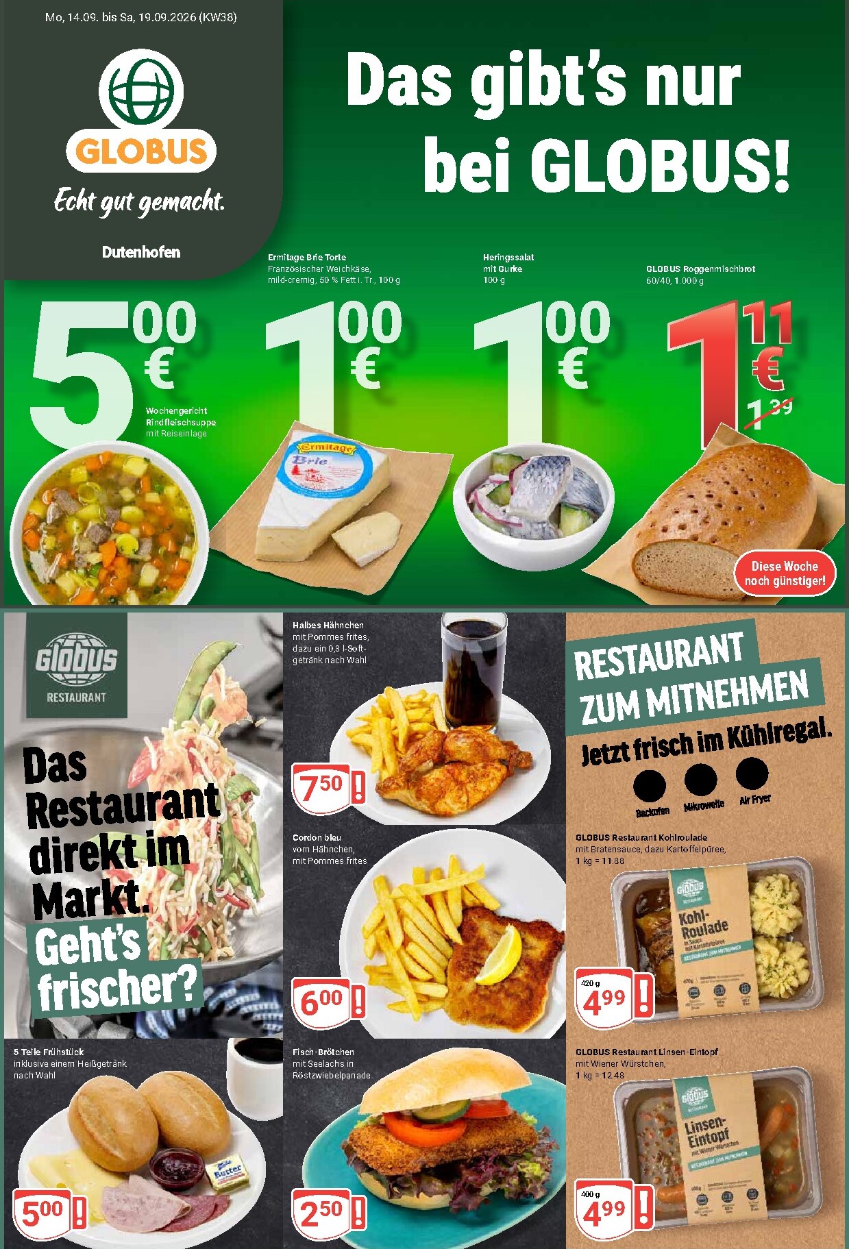 Globus - Dutenhofen Prospekt nächste Woche – von Montag 14.09.2026 bis Samstag 19.09.2026