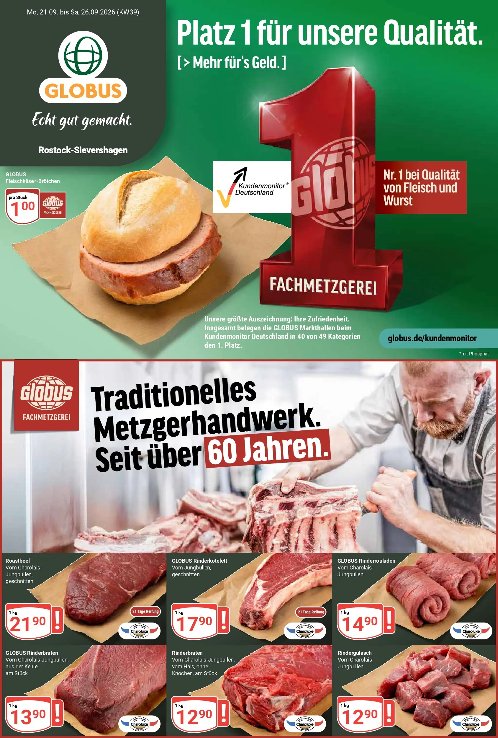 Globus - Rostock-Sievershagen im Ostsee Park Prospekt nächste Woche – von Montag 21.09.2026 bis Samstag 26.09.2026