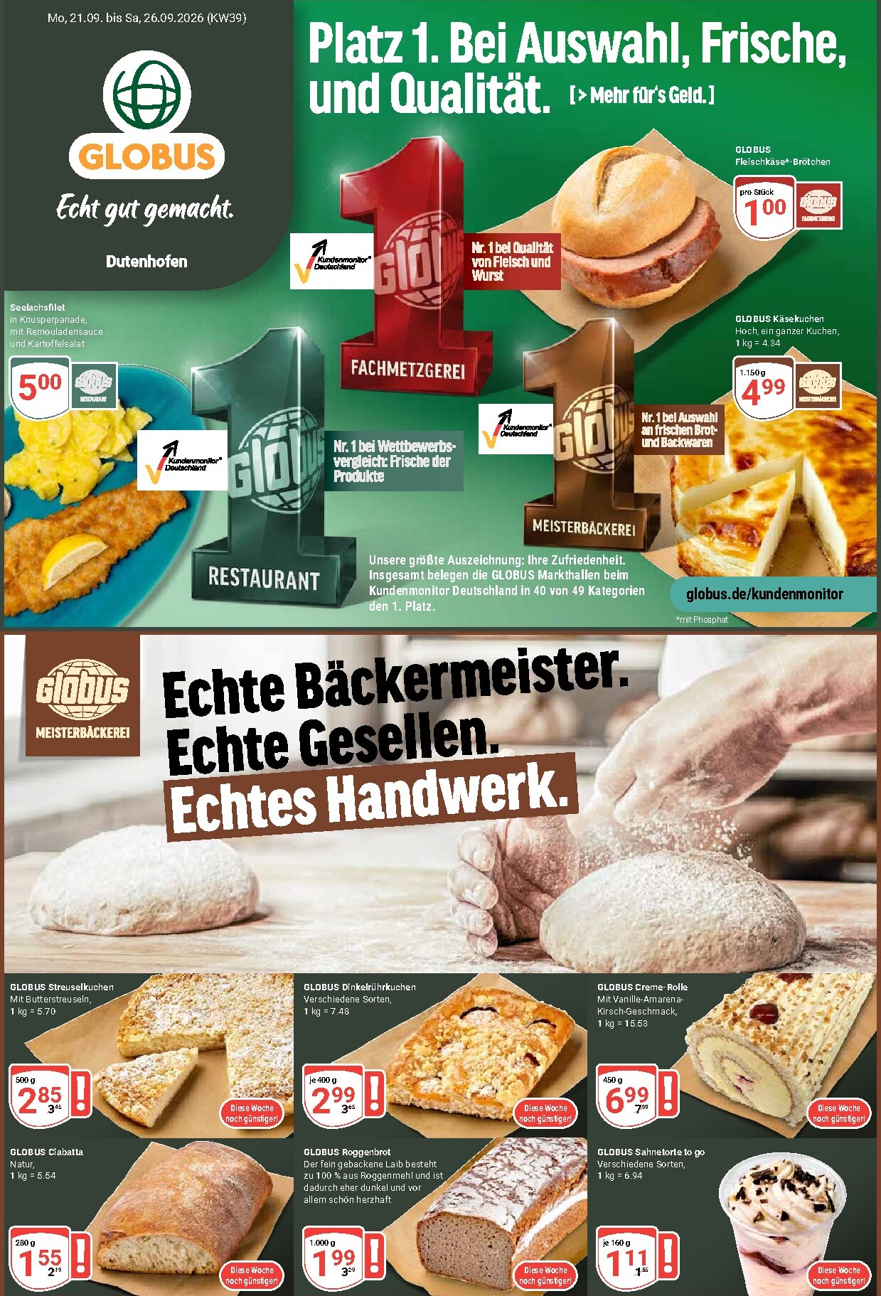 Globus - Dutenhofen Prospekt nächste Woche – von Montag 21.09.2026 bis Samstag 26.09.2026
