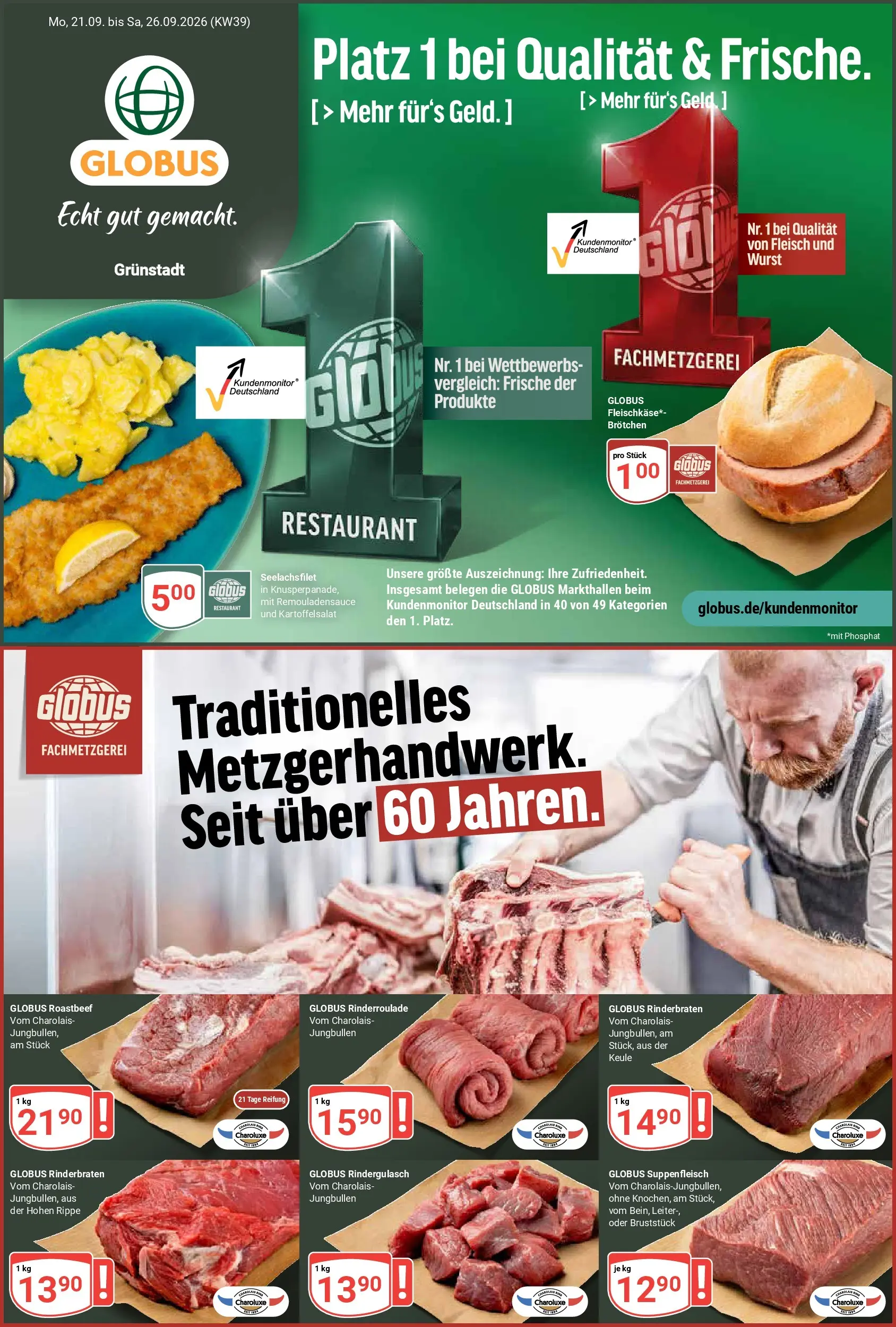 Globus - Grünstadt Prospekt – von Montag 21.09.2026 bis Samstag 26.09.2026