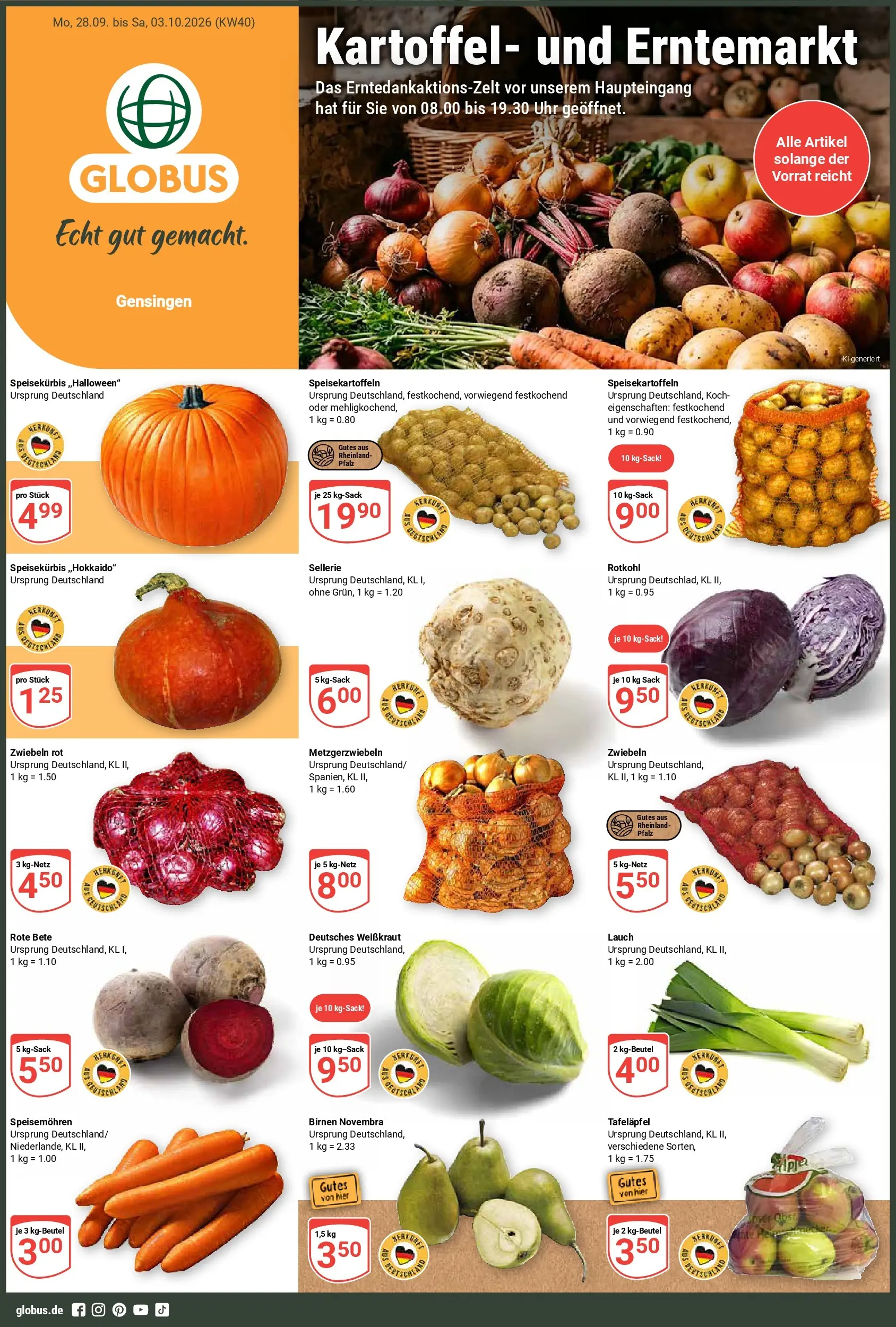 Globus - Gensingen Prospekt nächste Woche – von Montag 28.09.2026 bis Samstag 03.10.2026