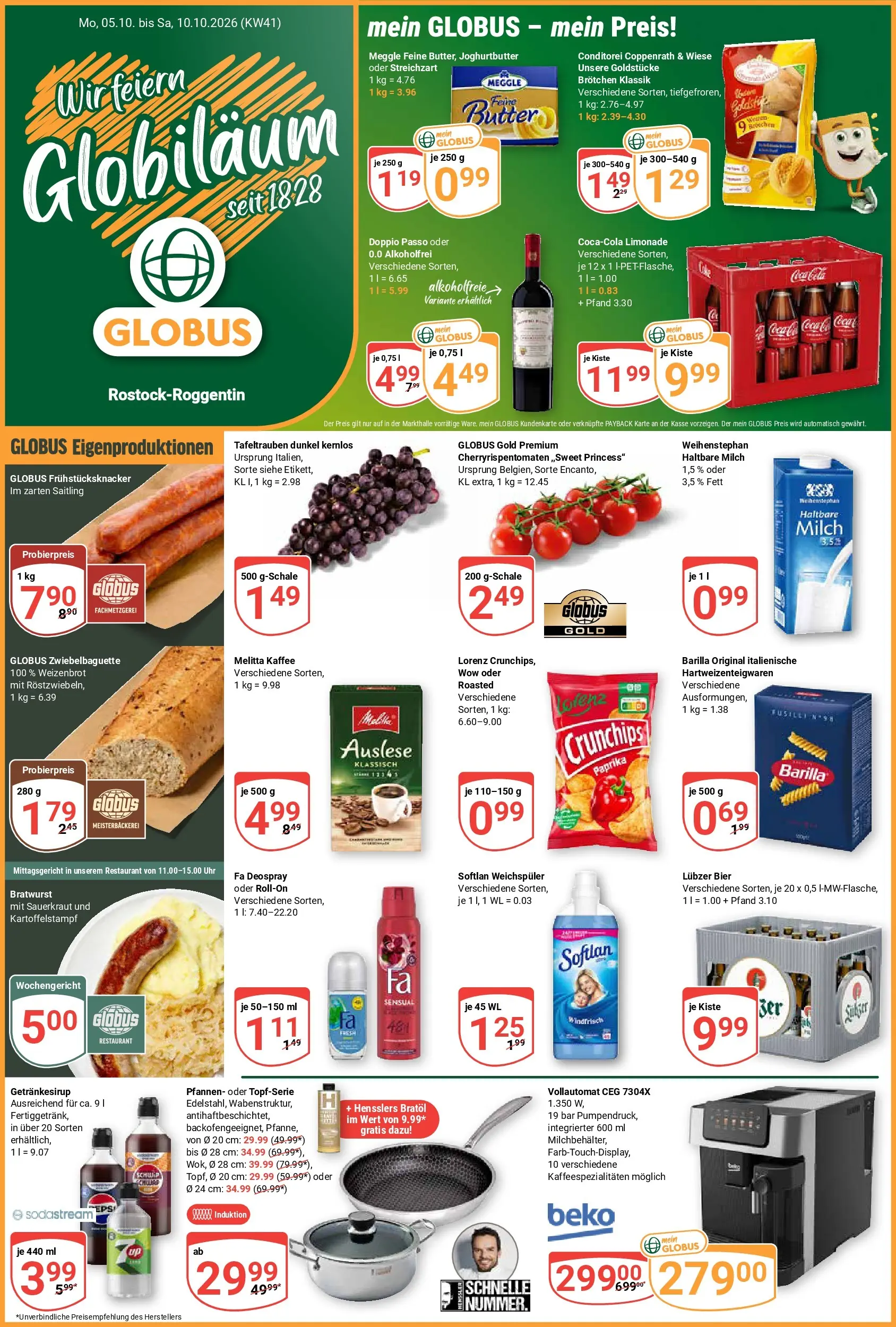 Globus - Rostock-Roggentin Prospekt nächste Woche – von Montag 05.10.2026 bis Samstag 10.10.2026