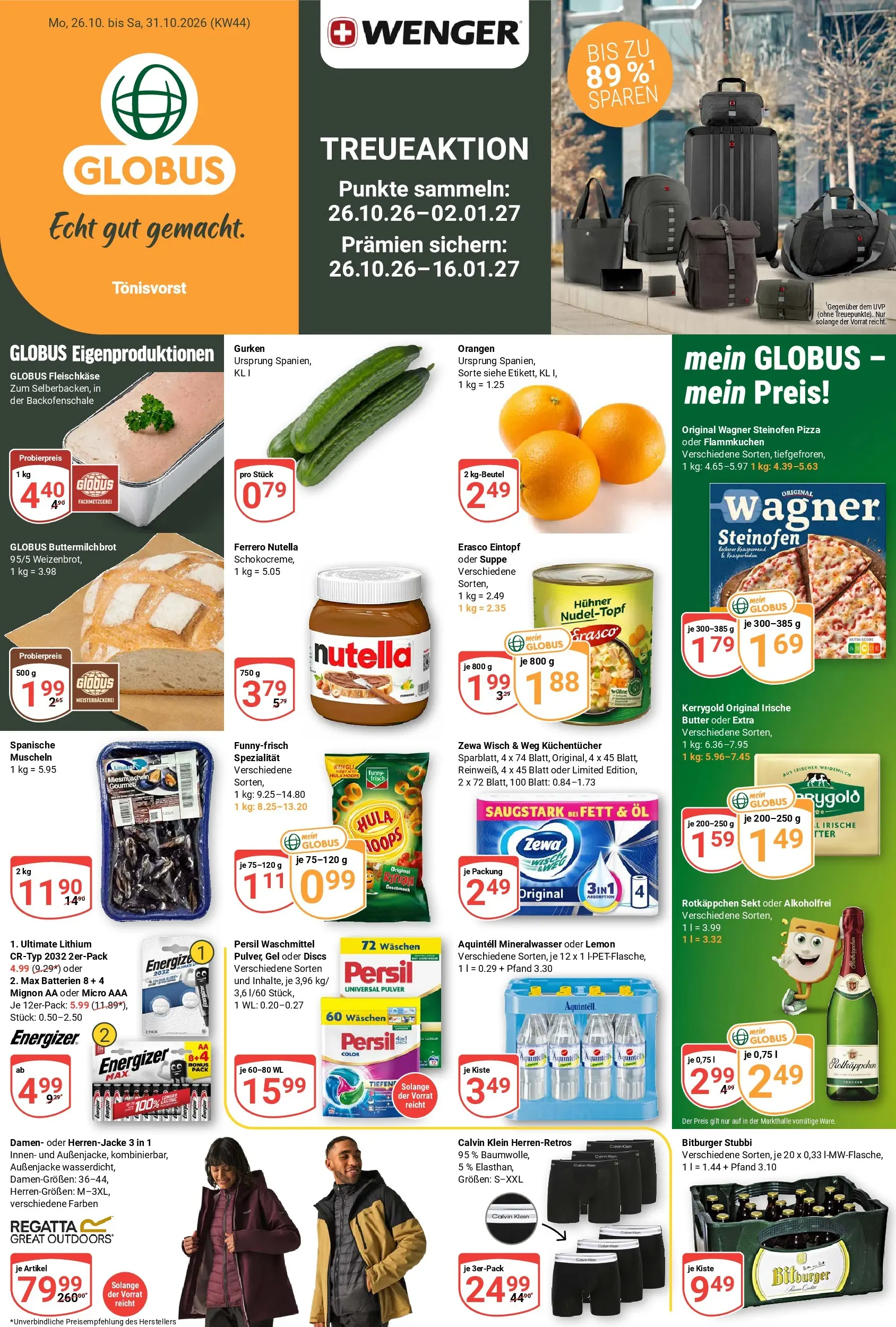 Globus - Tönisvorst Prospekt nächste Woche – von Montag 26.10.2026 bis Samstag 31.10.2026