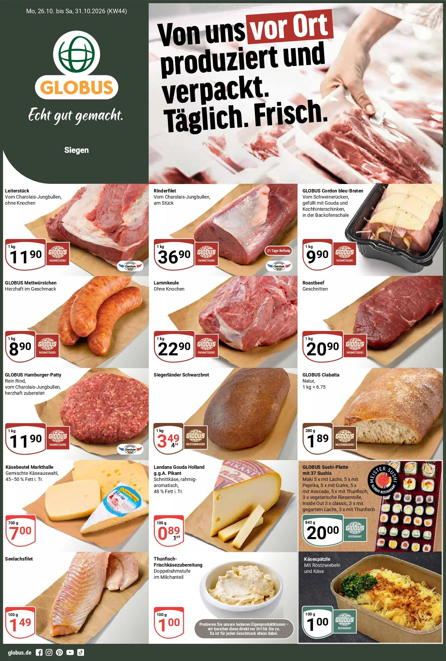 Globus - Siegen Prospekt nächste Woche – von Montag 26.10.2026 bis Samstag 31.10.2026