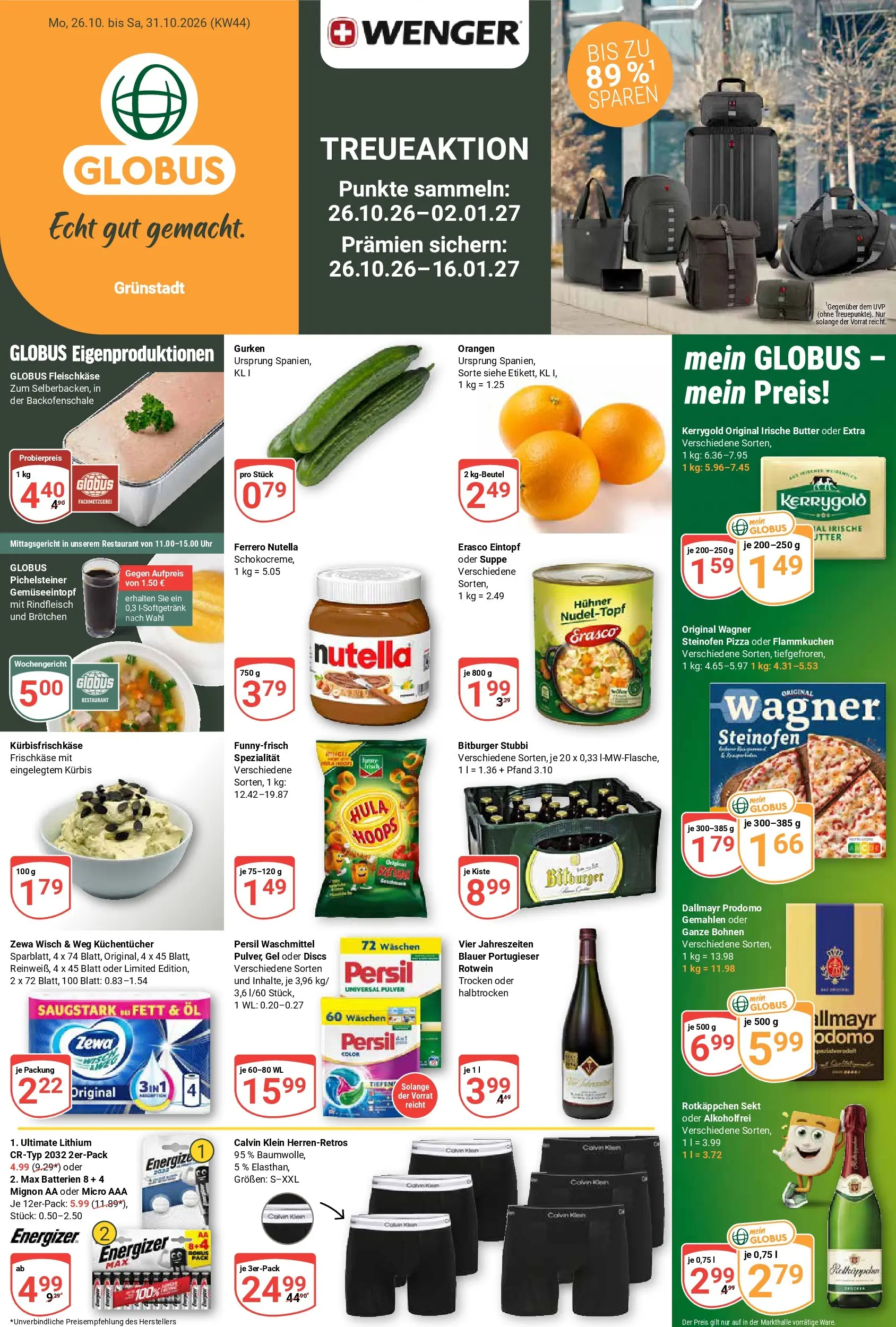 Globus - Grünstadt Prospekt nächste Woche – von Montag 26.10.2026 bis Samstag 31.10.2026