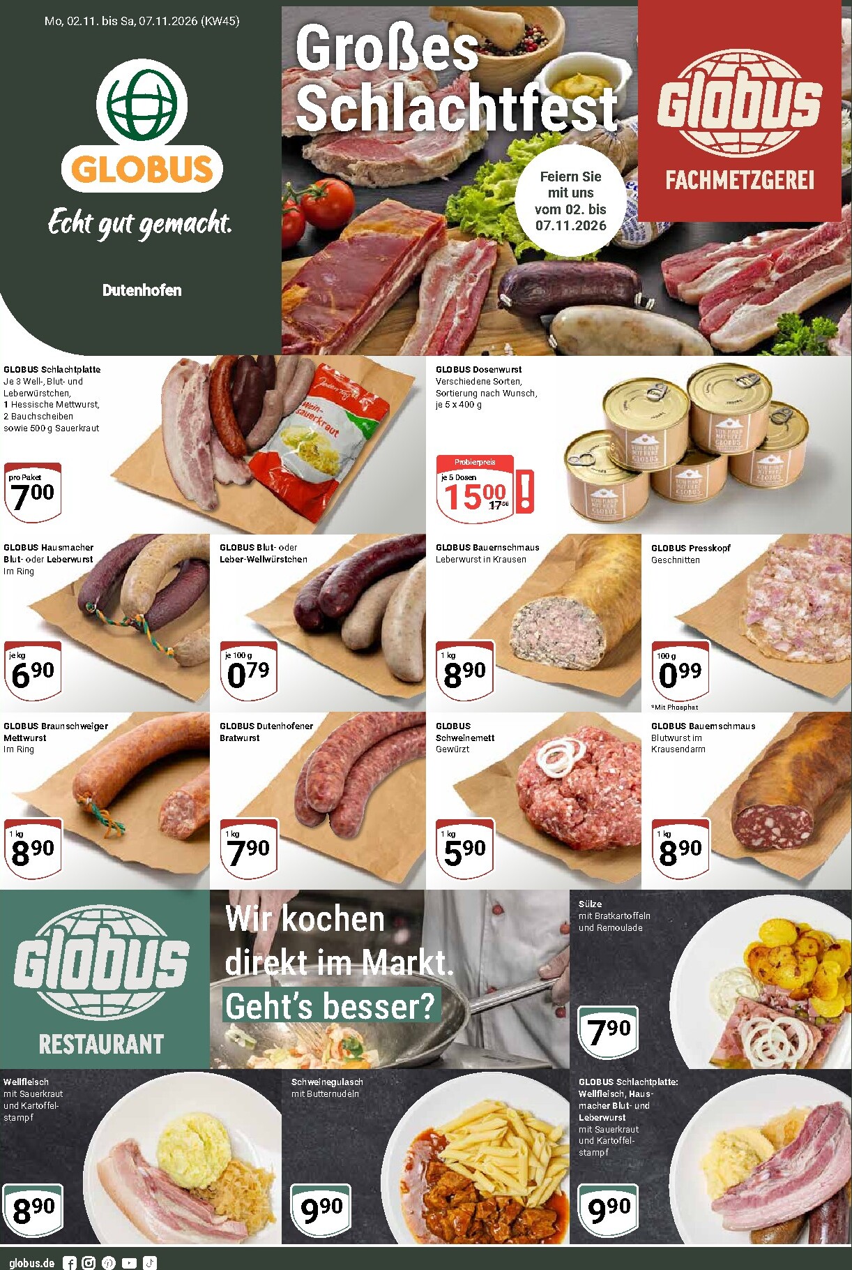 Globus - Dutenhofen Prospekt nächste Woche – von Montag 02.11.2026 bis Samstag 07.11.2026