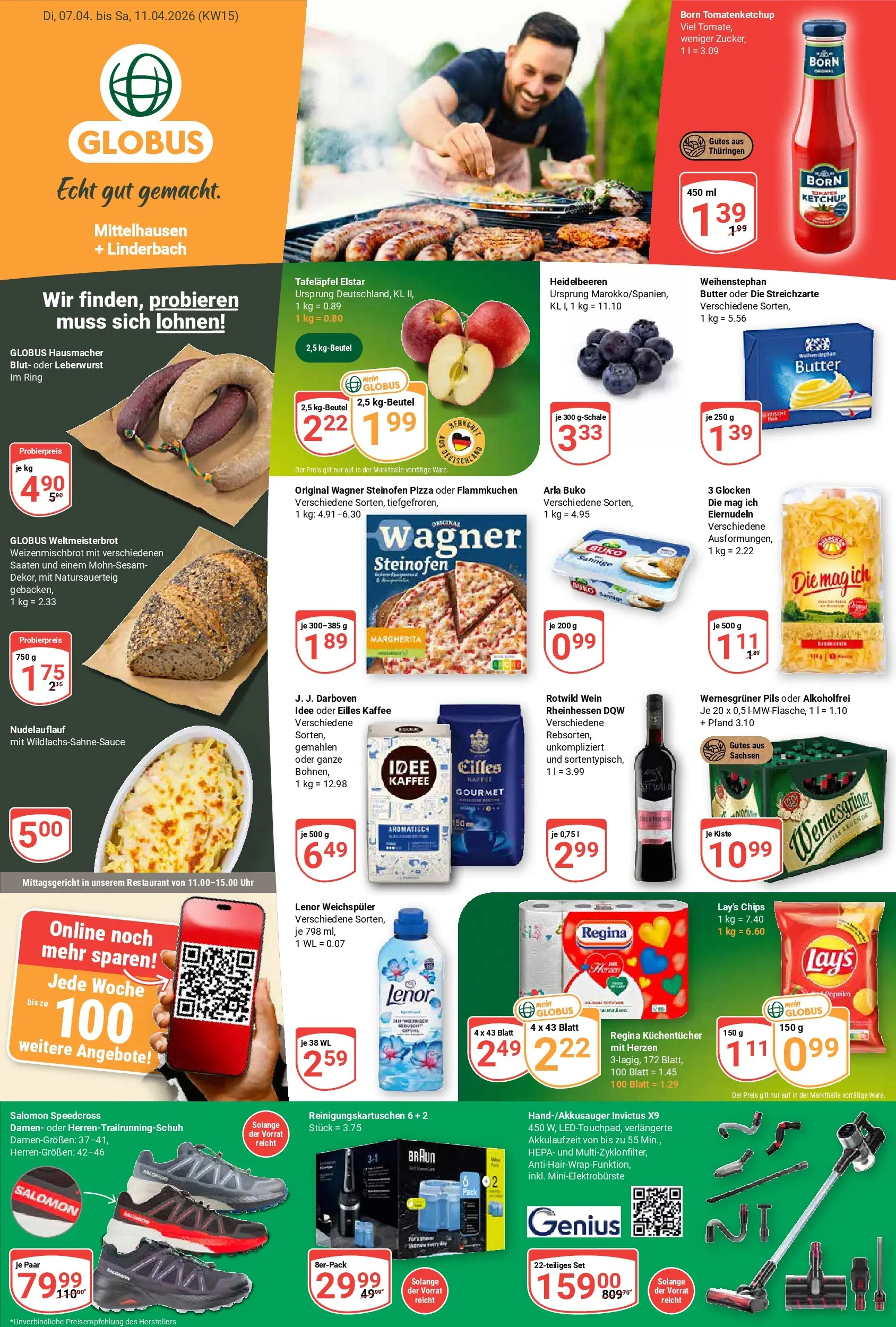 Globus - Mittelhausen + Linderbach-Prospekt gültig vom 07.04.2026 bis 11.04.2026