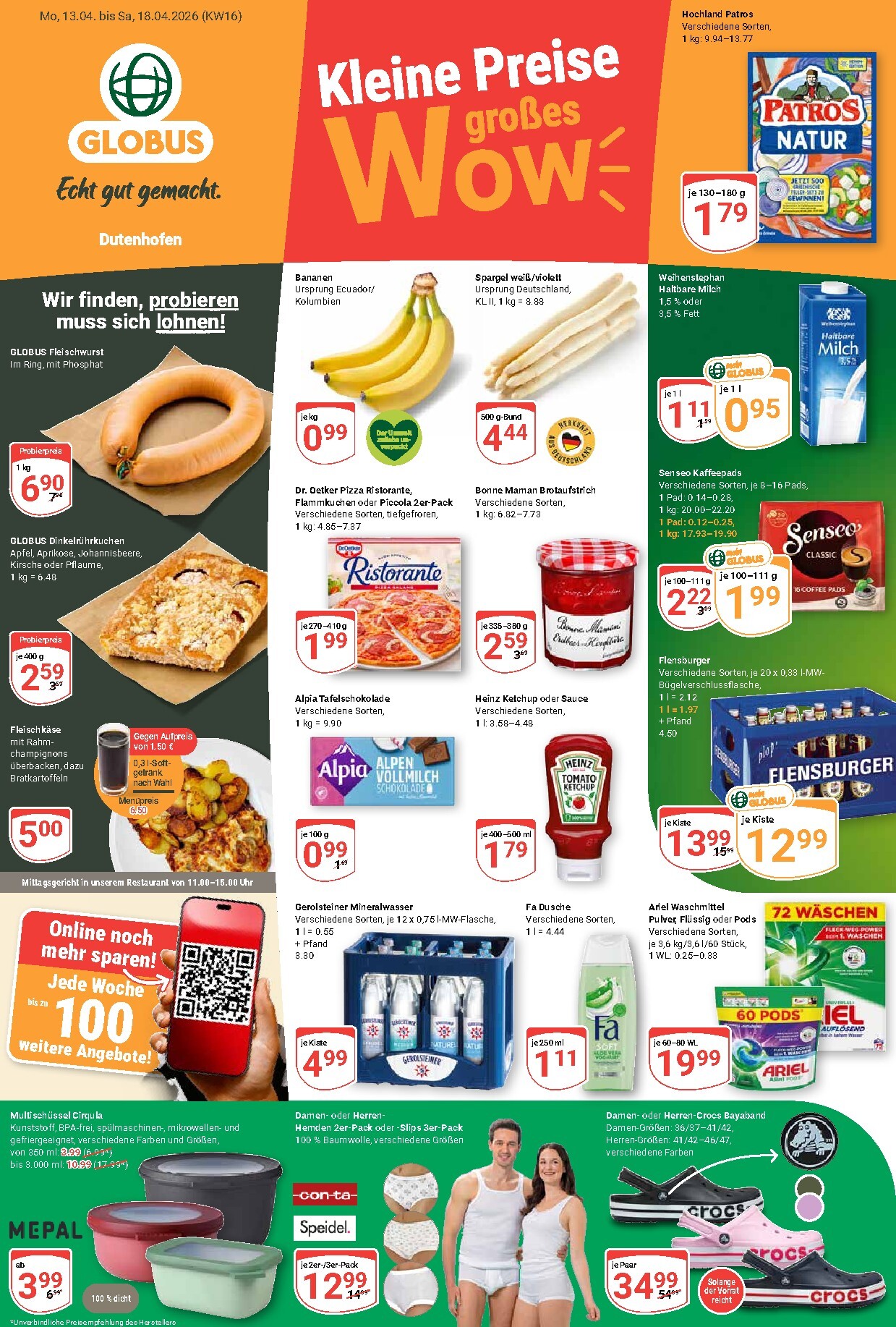 Globus - Dutenhofen Prospekt nächste Woche – von Montag 13.04.2026 bis Samstag 18.04.2026