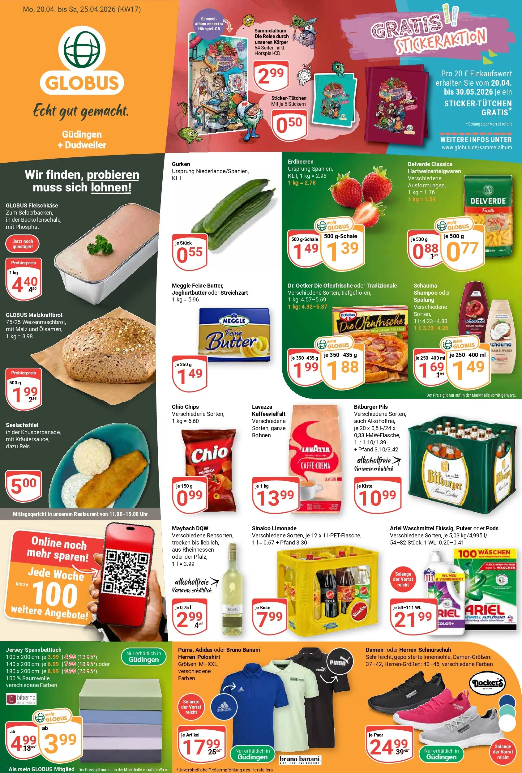 Globus - Güdingen + Dudweiler Prospekt nächste Woche – von Montag 20.04.2026 bis Samstag 25.04.2026